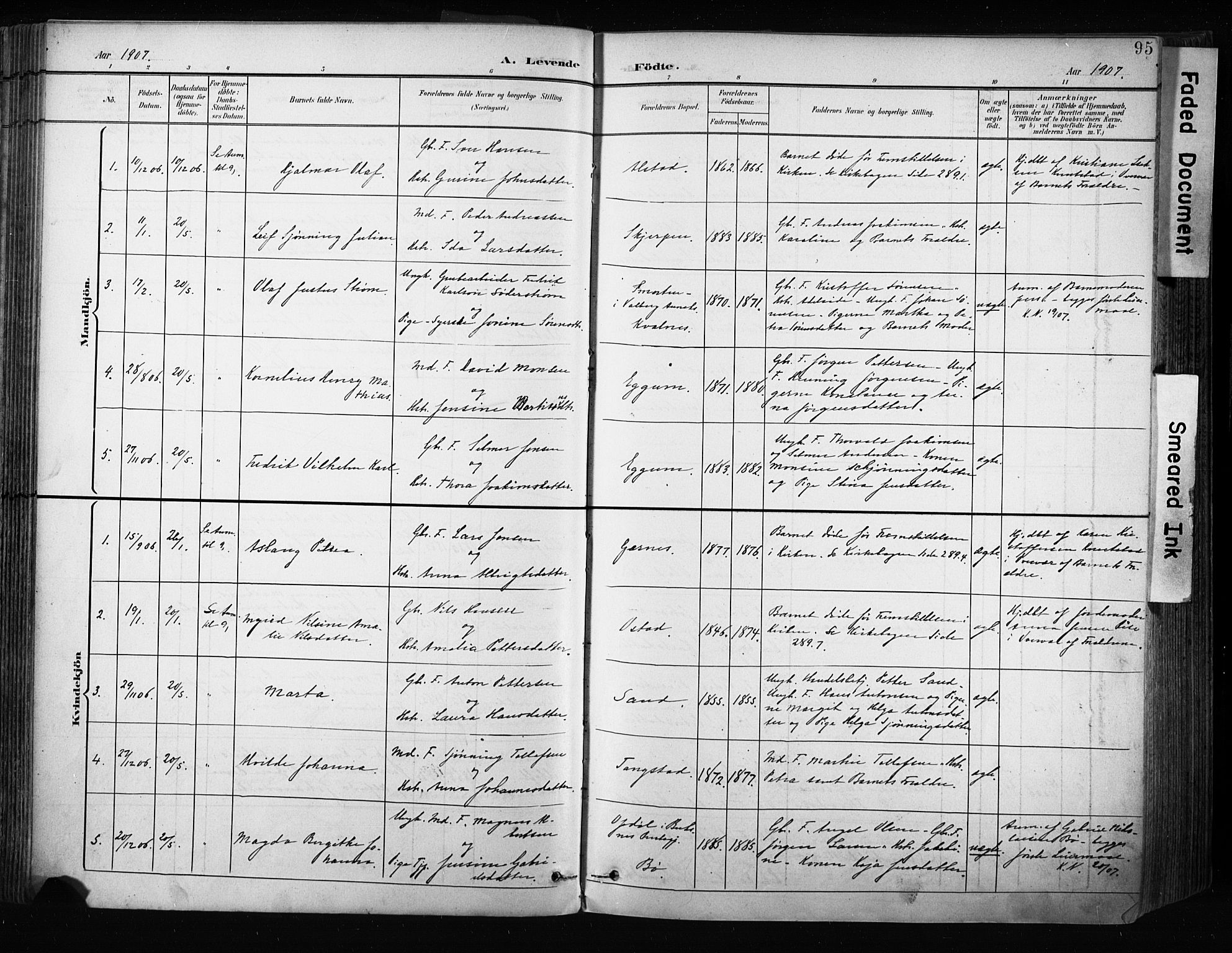 Ministerialprotokoller, klokkerbøker og fødselsregistre - Nordland, AV/SAT-A-1459/880/L1134: Parish register (official) no. 880A08, 1899-1908, p. 95