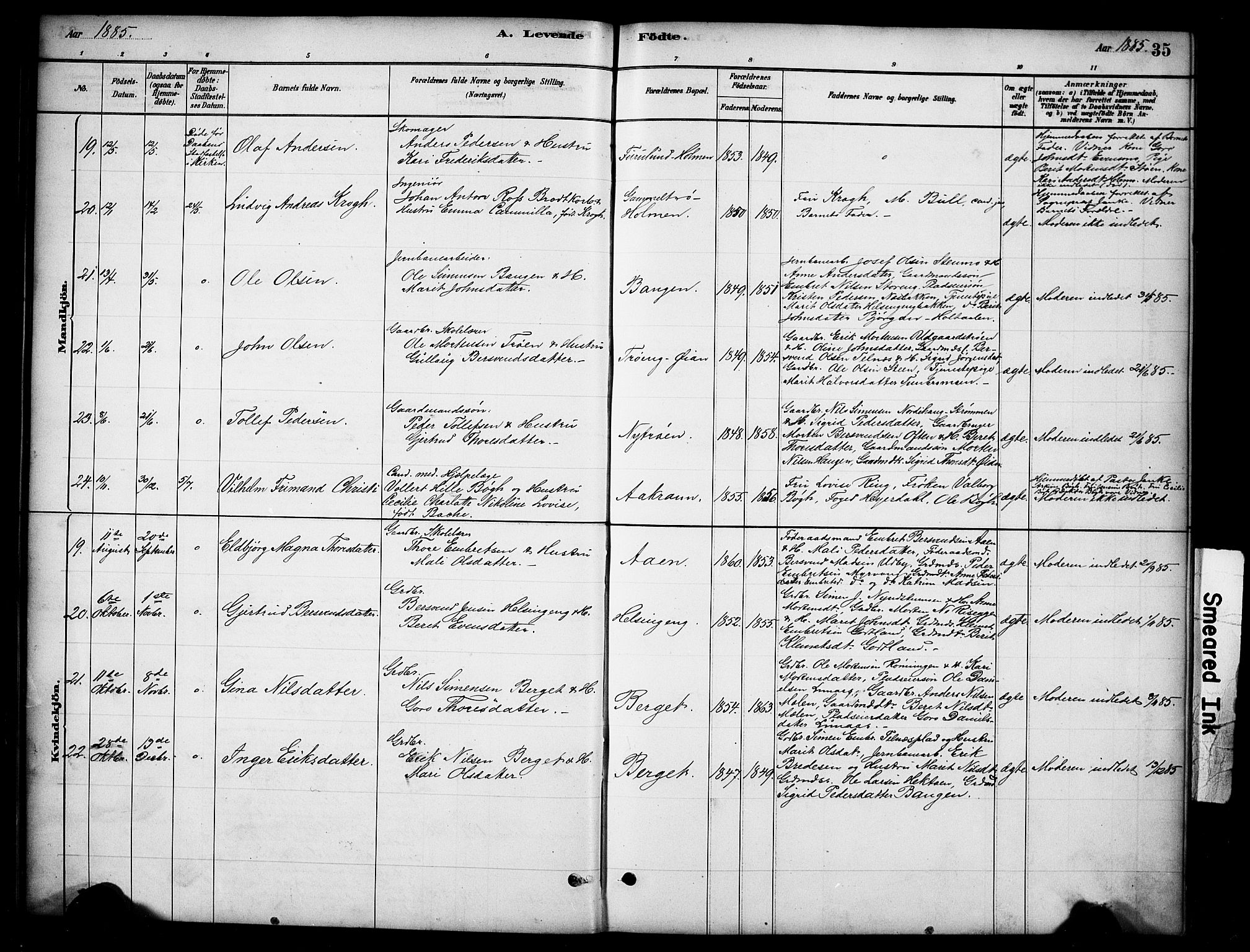 Tynset prestekontor, SAH/PREST-058/H/Ha/Hab/L0006: Parish register (copy) no. 6, 1880-1899, p. 35