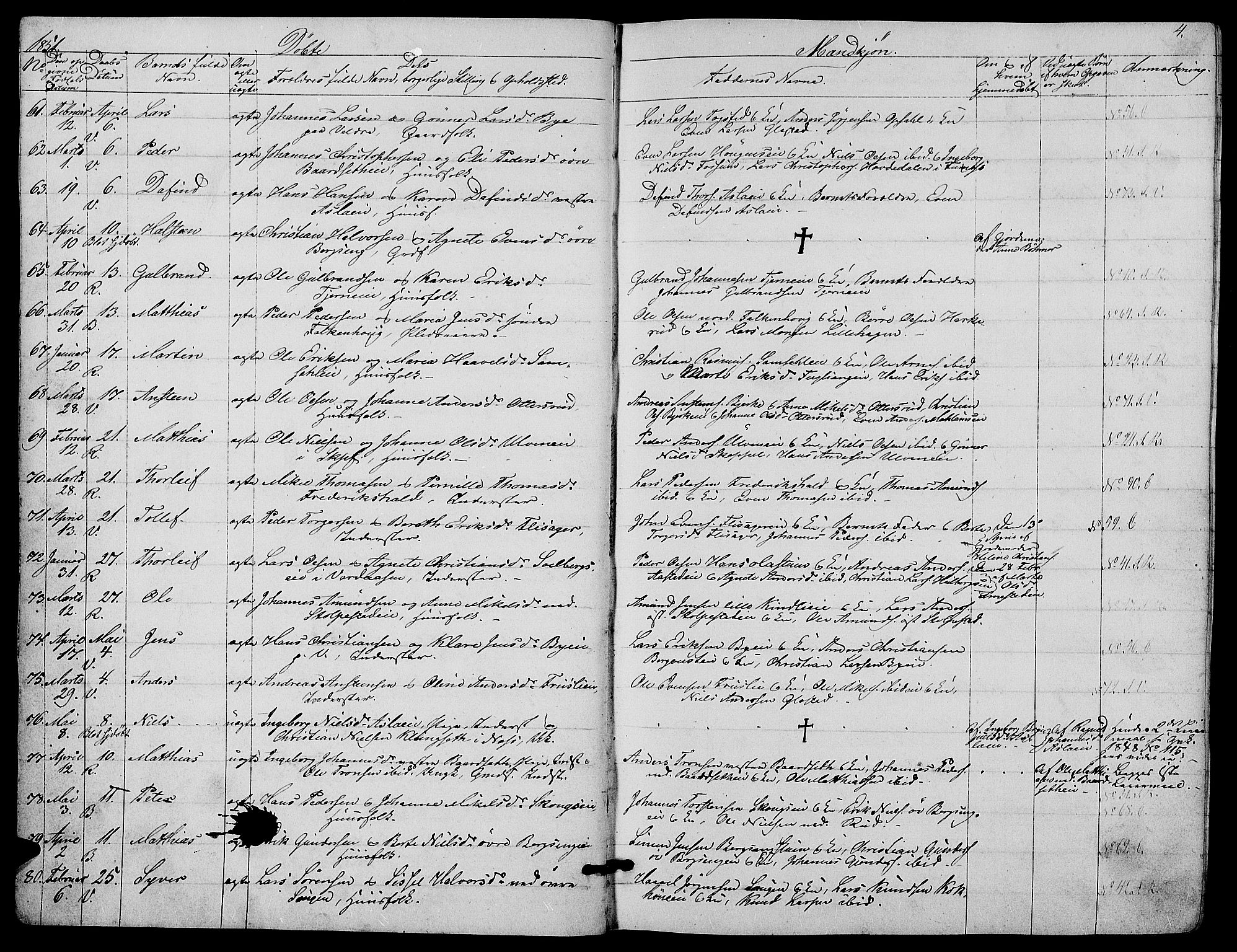 Ringsaker prestekontor, AV/SAH-PREST-014/L/La/L0006: Parish register (copy) no. 6, 1851-1860, p. 4