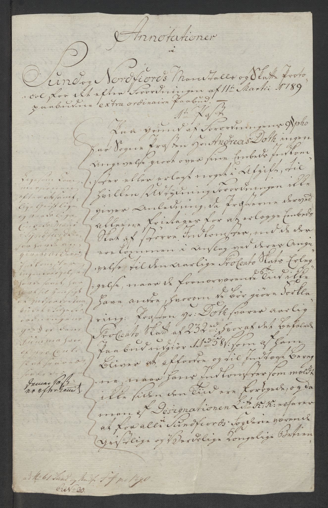 Rentekammeret inntil 1814, Reviderte regnskaper, Mindre regnskaper, AV/RA-EA-4068/Rf/Rfe/L0048: Sunnfjord og Nordfjord fogderier, 1789, p. 17