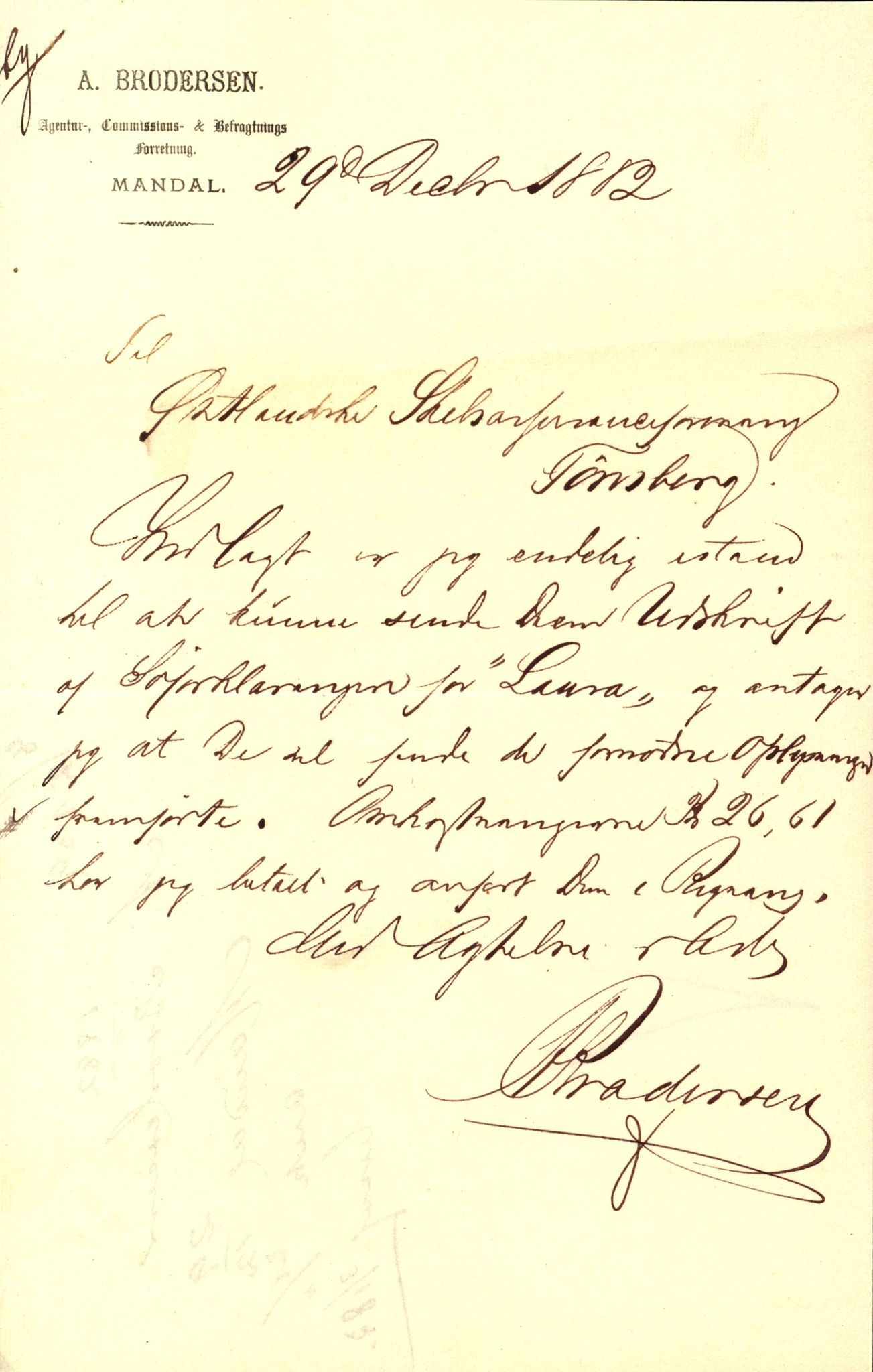 Pa 63 - Østlandske skibsassuranceforening, VEMU/A-1079/G/Ga/L0015/0001: Havaridokumenter / Borrestad, BertHA Rød, Lainetar, Laura, 1882, p. 50