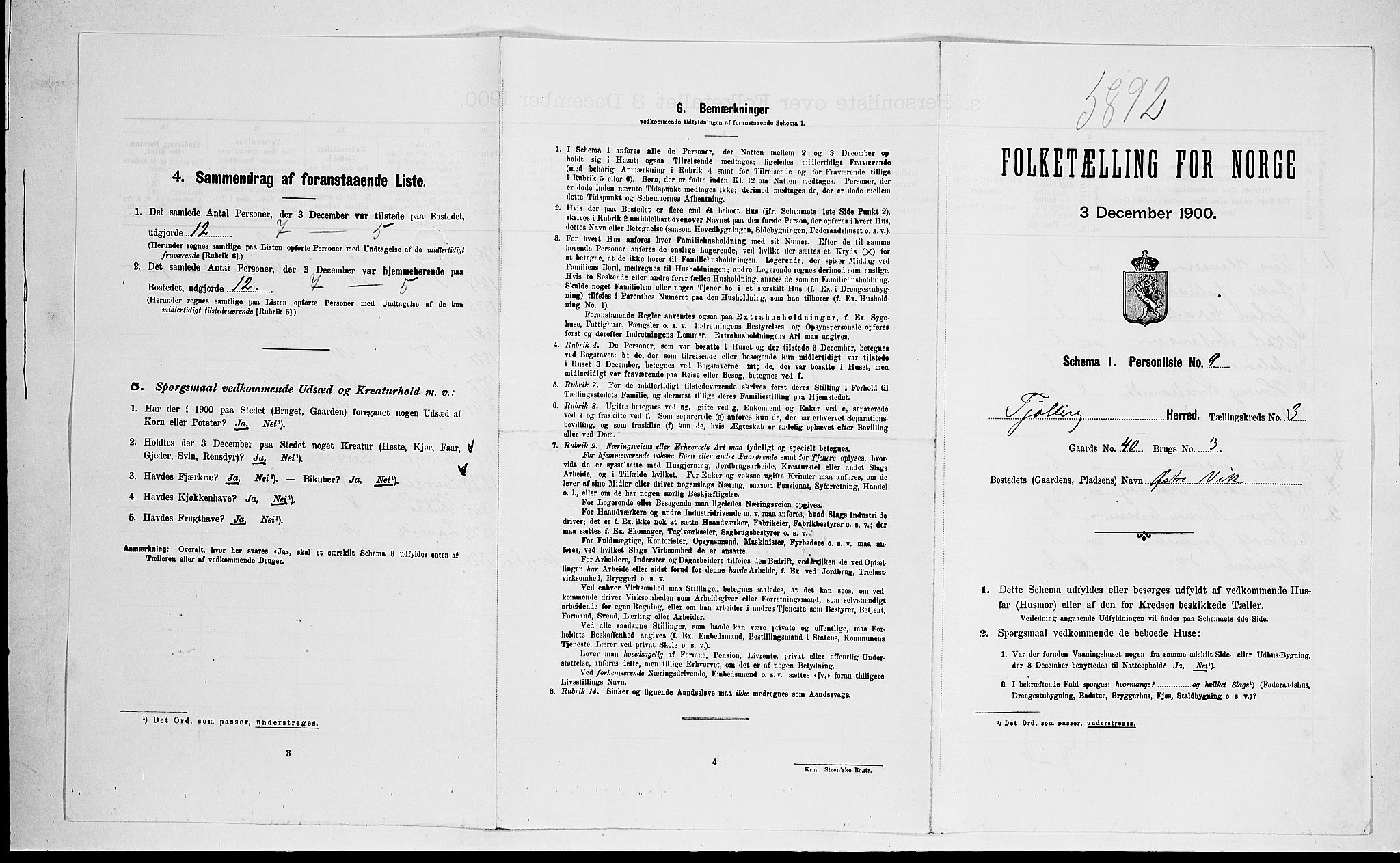 RA, 1900 census for Tjølling, 1900, p. 570