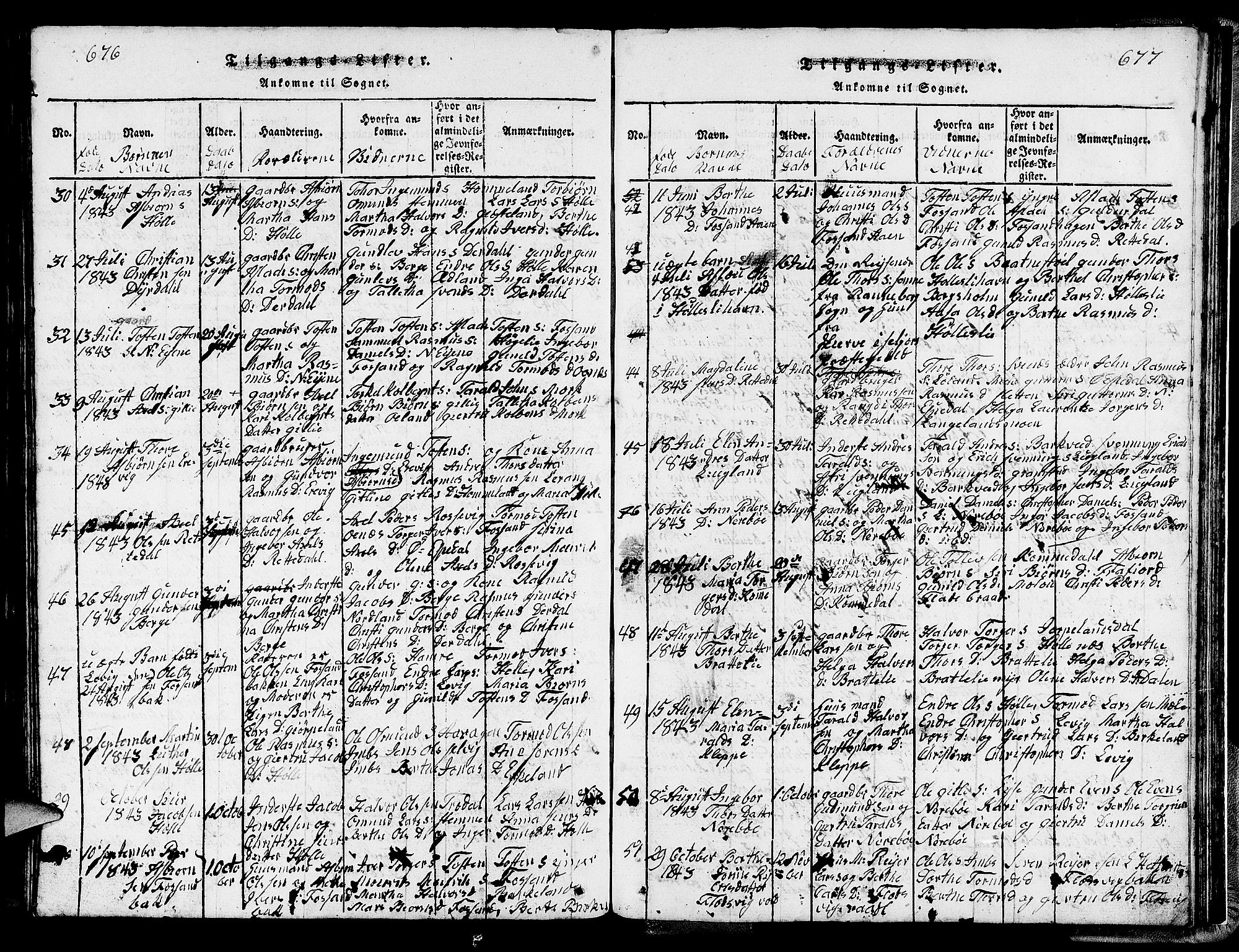 Strand sokneprestkontor, AV/SAST-A-101828/H/Ha/Hab/L0002: Parish register (copy) no. B 2, 1816-1854, p. 676-677