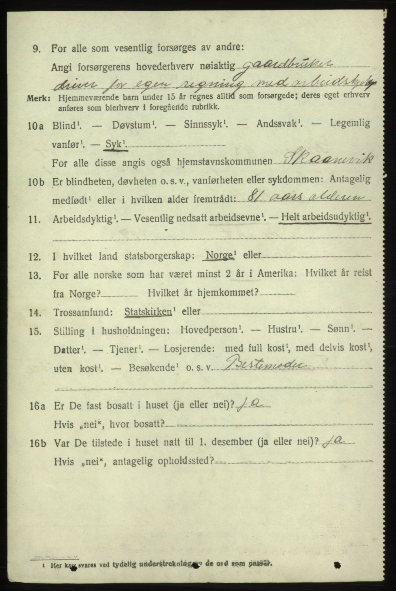 SAB, 1920 census for Skånevik, 1920, p. 6022