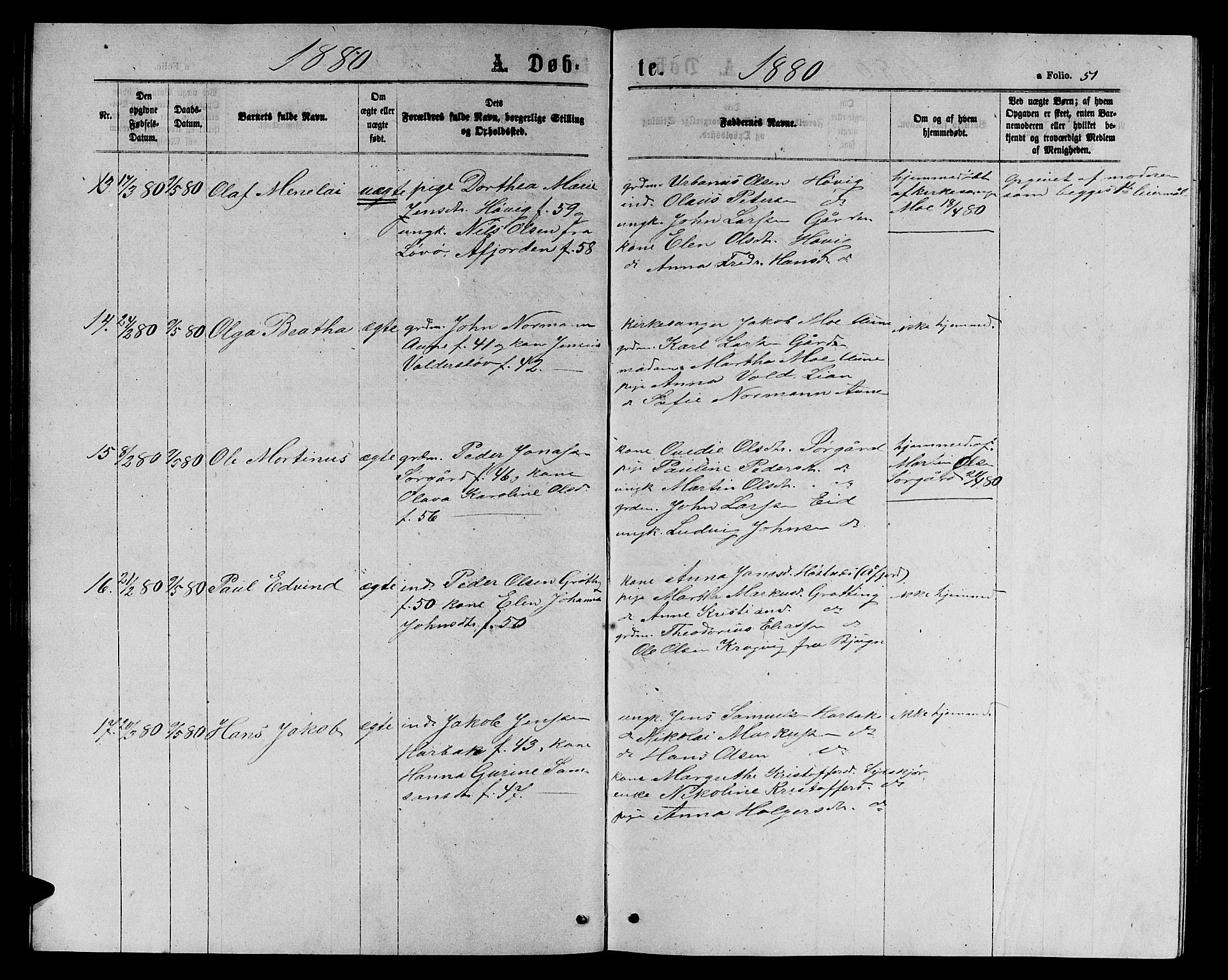 Ministerialprotokoller, klokkerbøker og fødselsregistre - Sør-Trøndelag, SAT/A-1456/656/L0695: Parish register (copy) no. 656C01, 1867-1889, p. 51