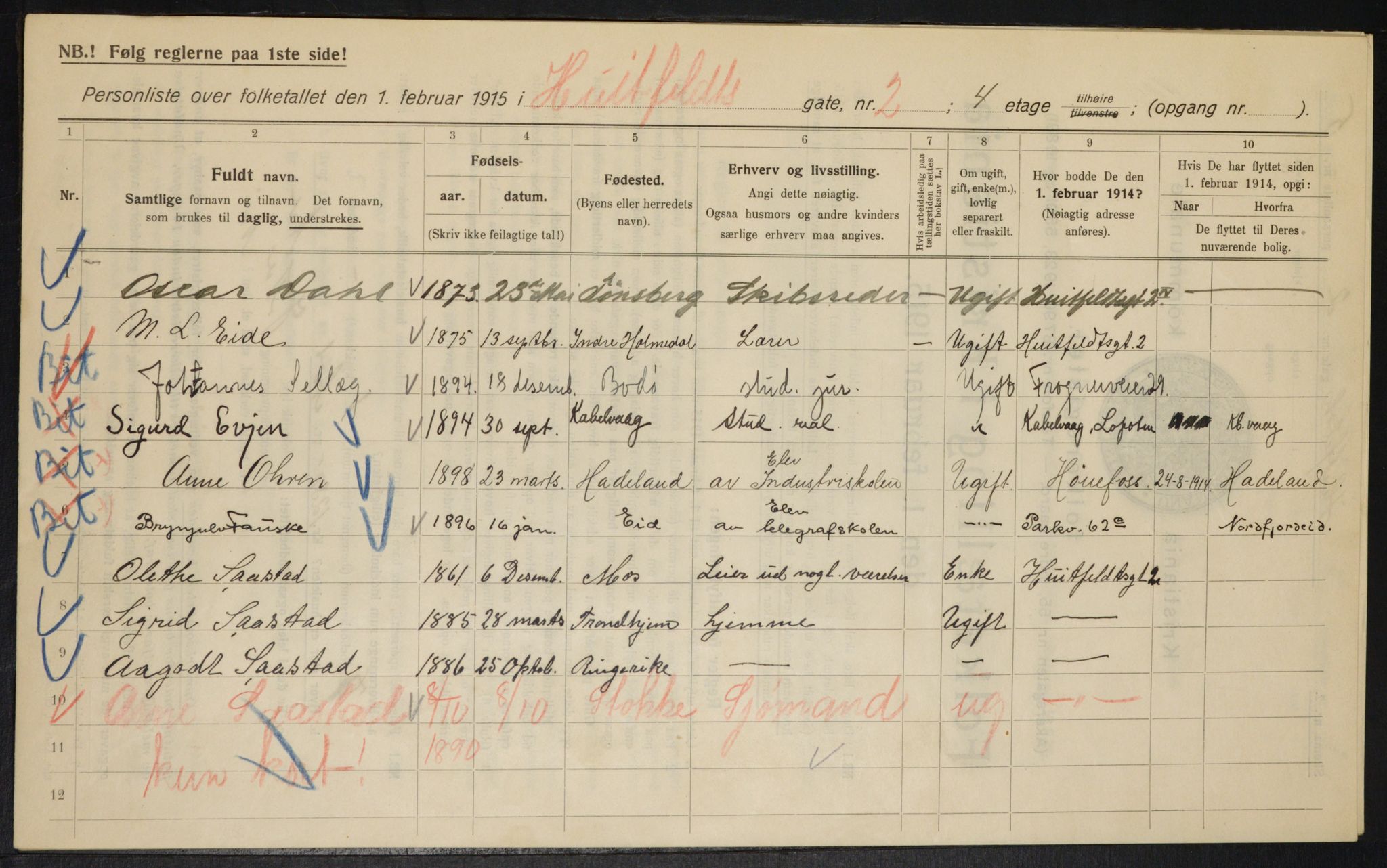 OBA, Municipal Census 1915 for Kristiania, 1915, p. 41129