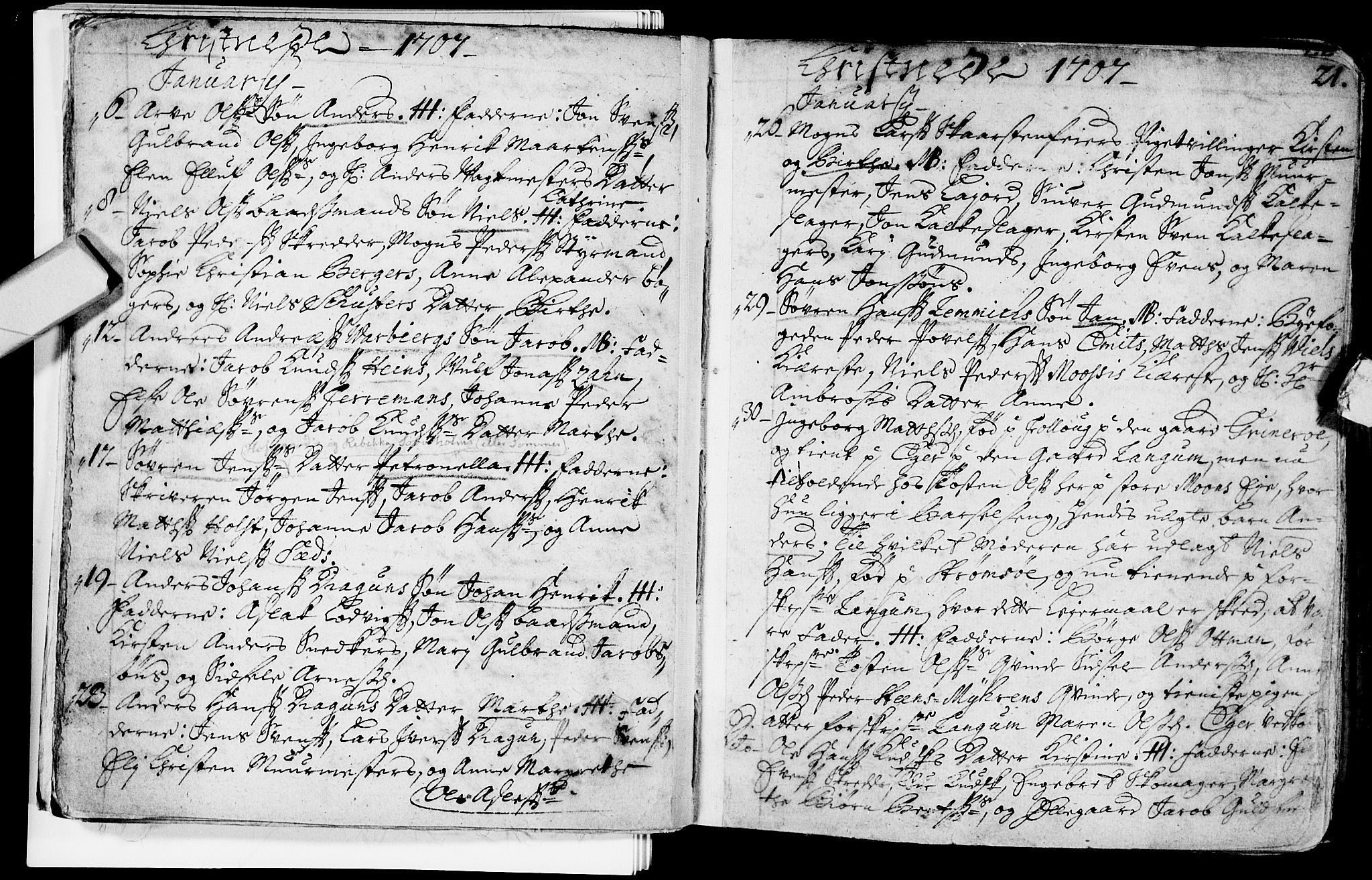 Bragernes kirkebøker, SAKO/A-6/F/Fa/L0003: Parish register (official) no. I 3, 1706-1734, p. 21