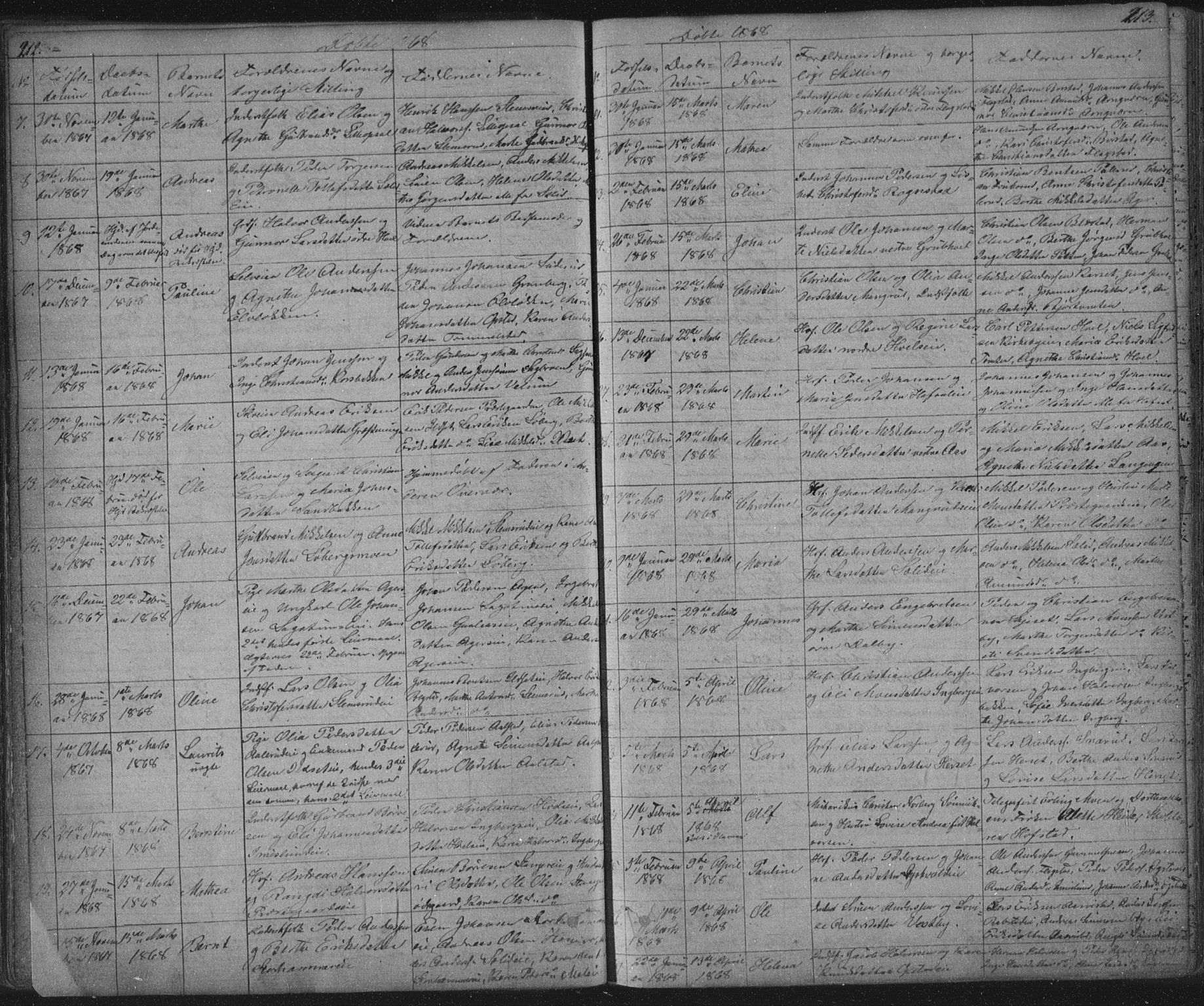 Vang prestekontor, Hedmark, AV/SAH-PREST-008/H/Ha/Hab/L0010A: Parish register (copy) no. 10a, 1854-1896, p. 212-213