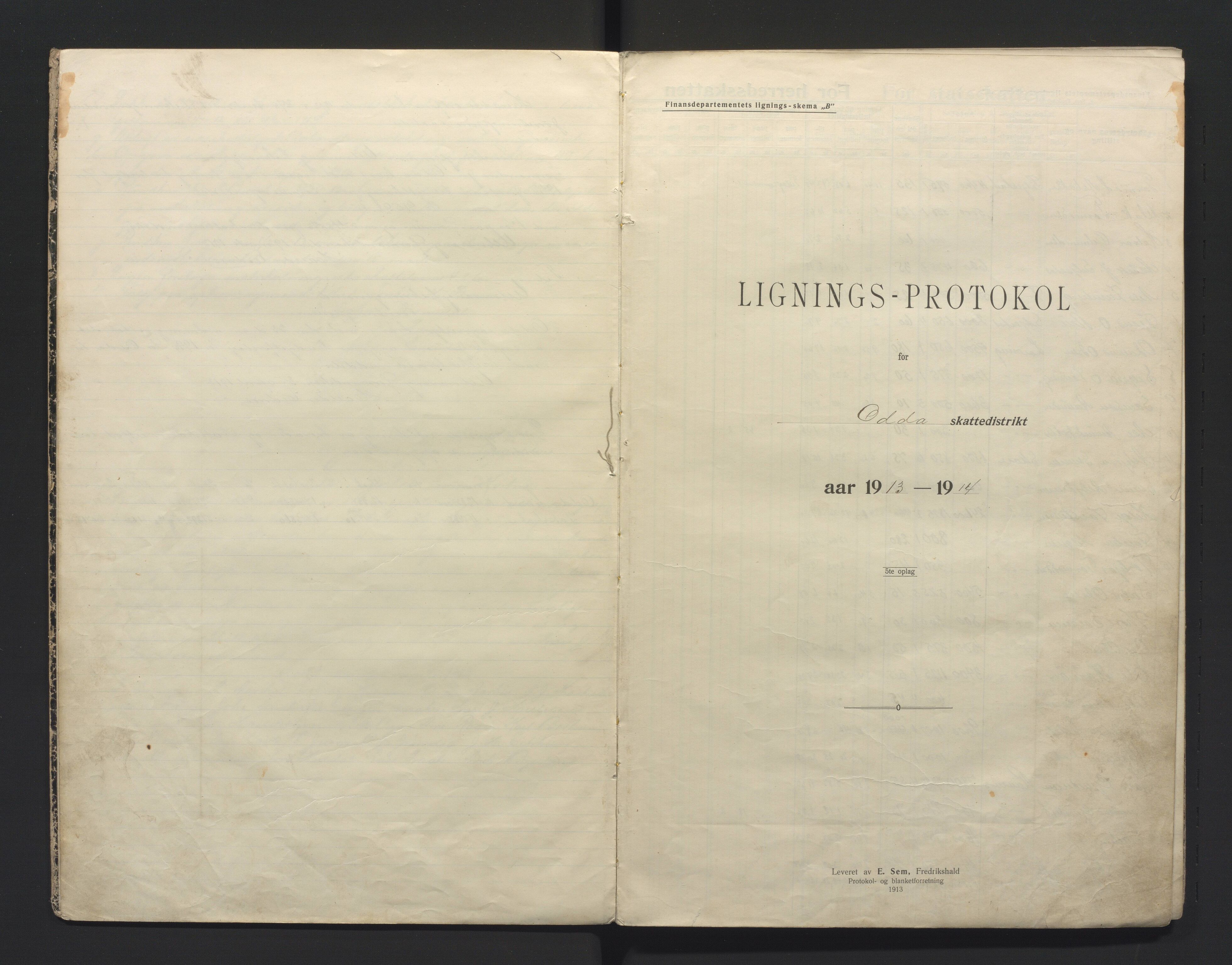 Odda kommune. Likningsnemnda, IKAH/1228-142/F/Fa/Faa/L0001: Likningsprotokoll. Kommuneskatt + Statsskatt, 1913-1914