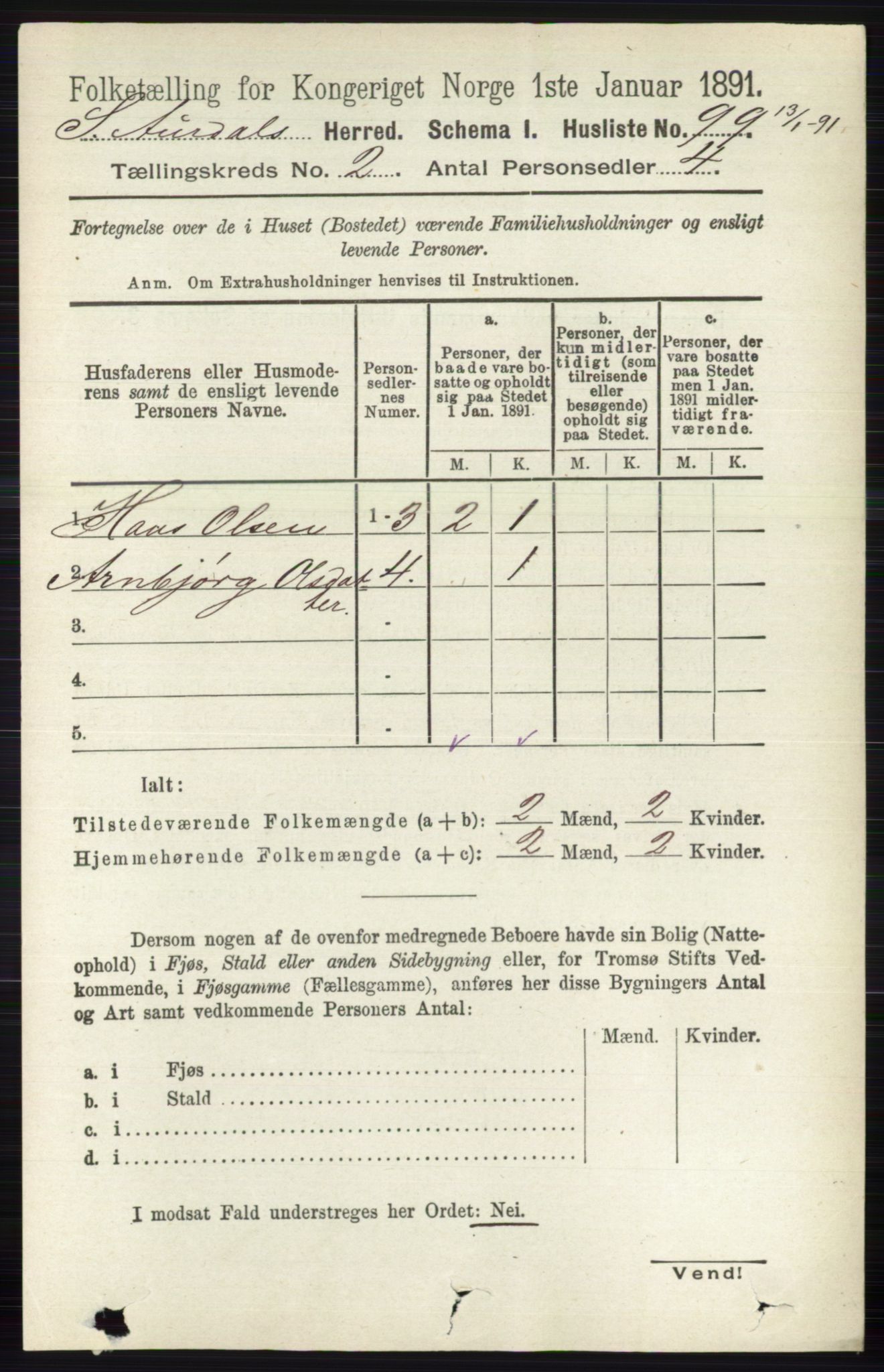 RA, 1891 census for 0540 Sør-Aurdal, 1891, p. 828