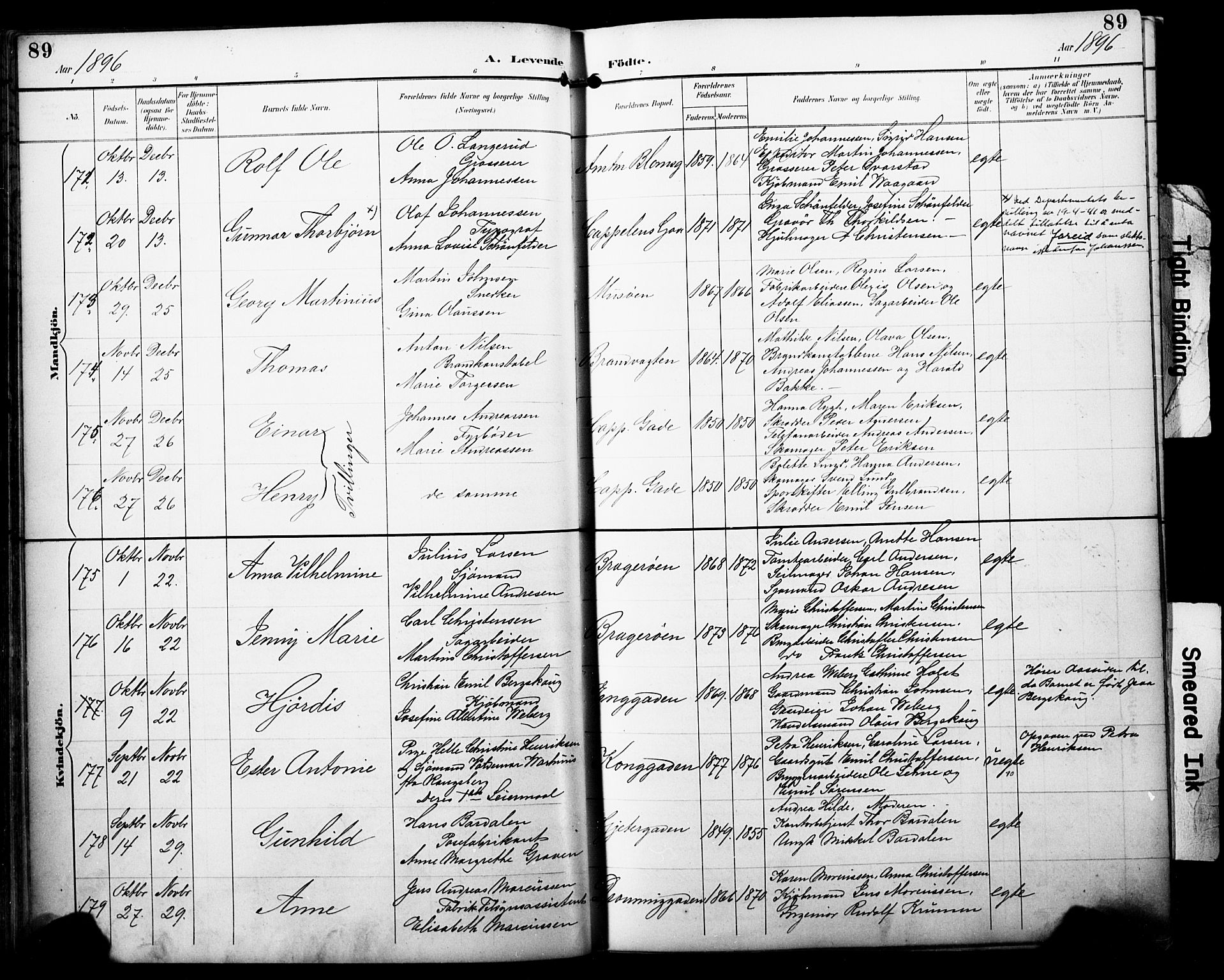 Bragernes kirkebøker, AV/SAKO-A-6/F/Fb/L0008: Parish register (official) no. II 8, 1894-1902, p. 89