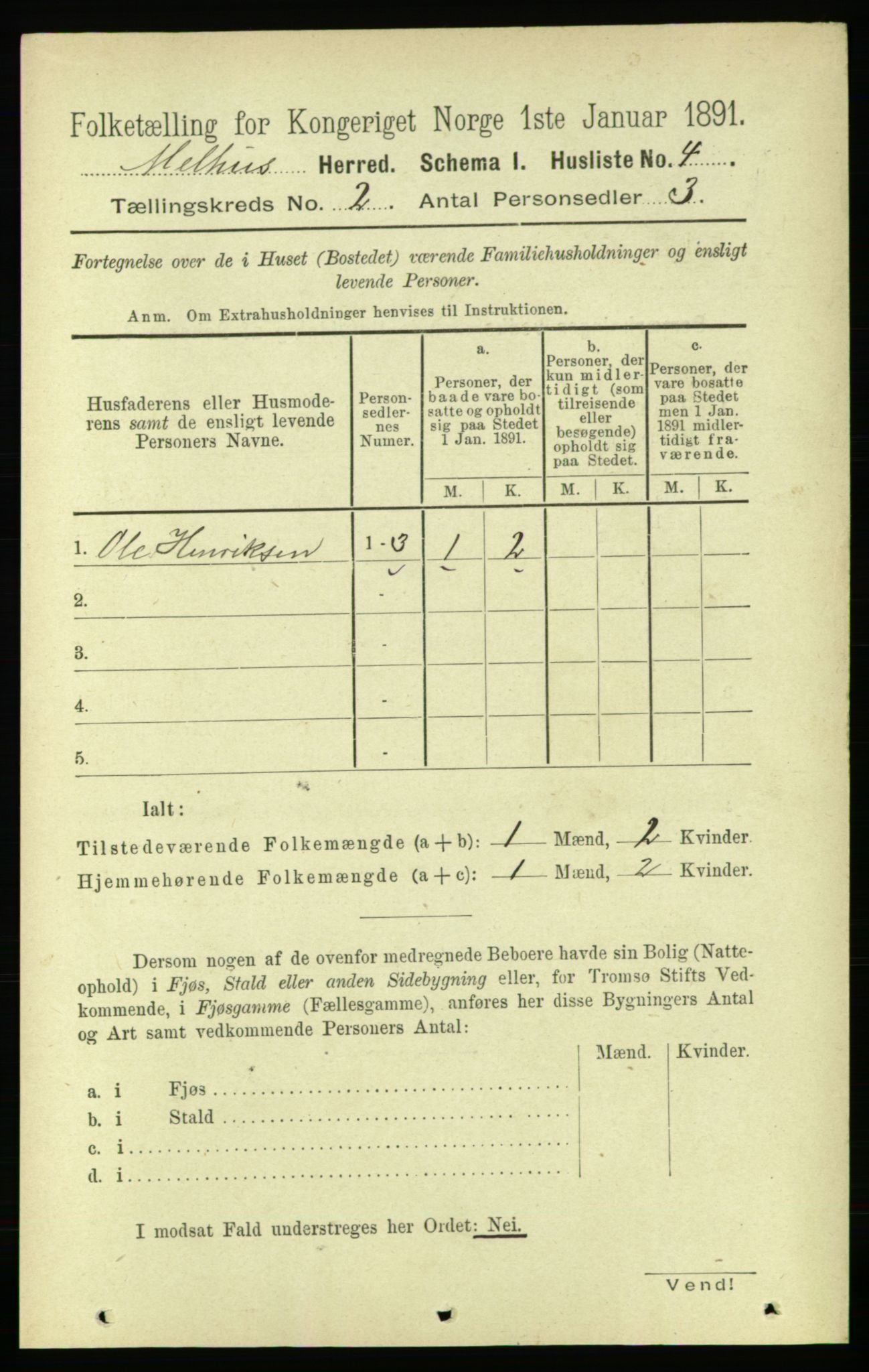 RA, 1891 census for 1653 Melhus, 1891, p. 637