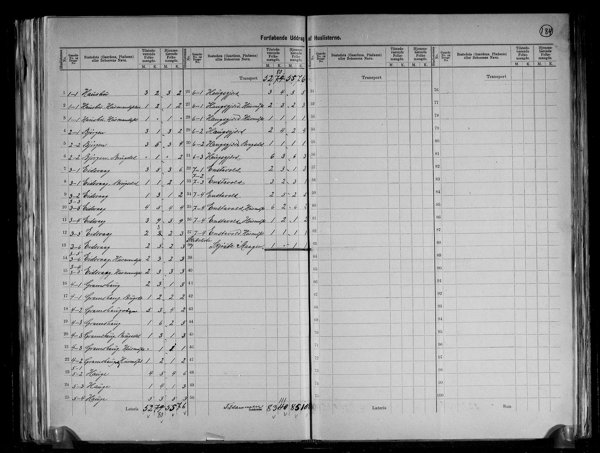 RA, 1891 census for 1217 Valestrand, 1891, p. 5