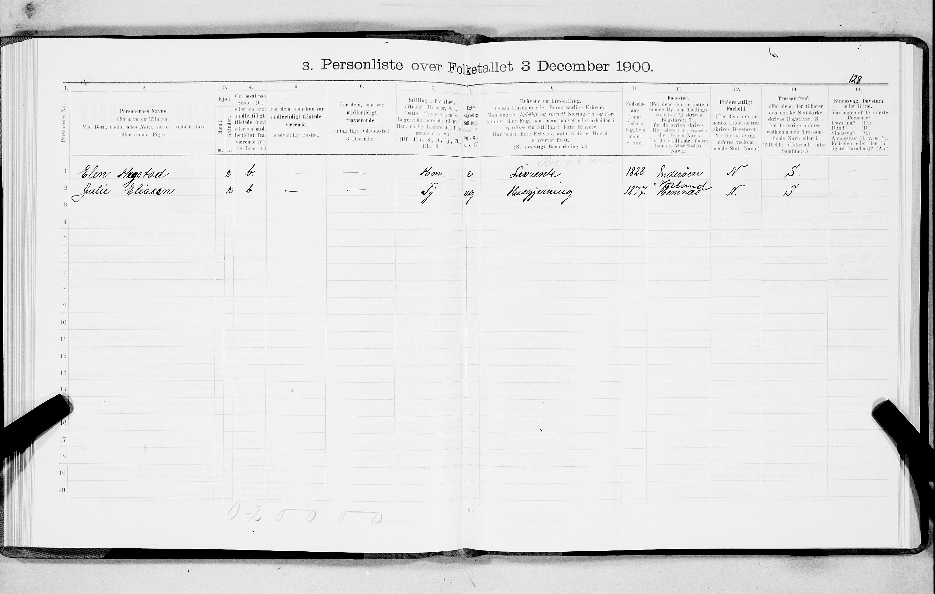 SAT, 1900 census for Trondheim, 1900, p. 12773