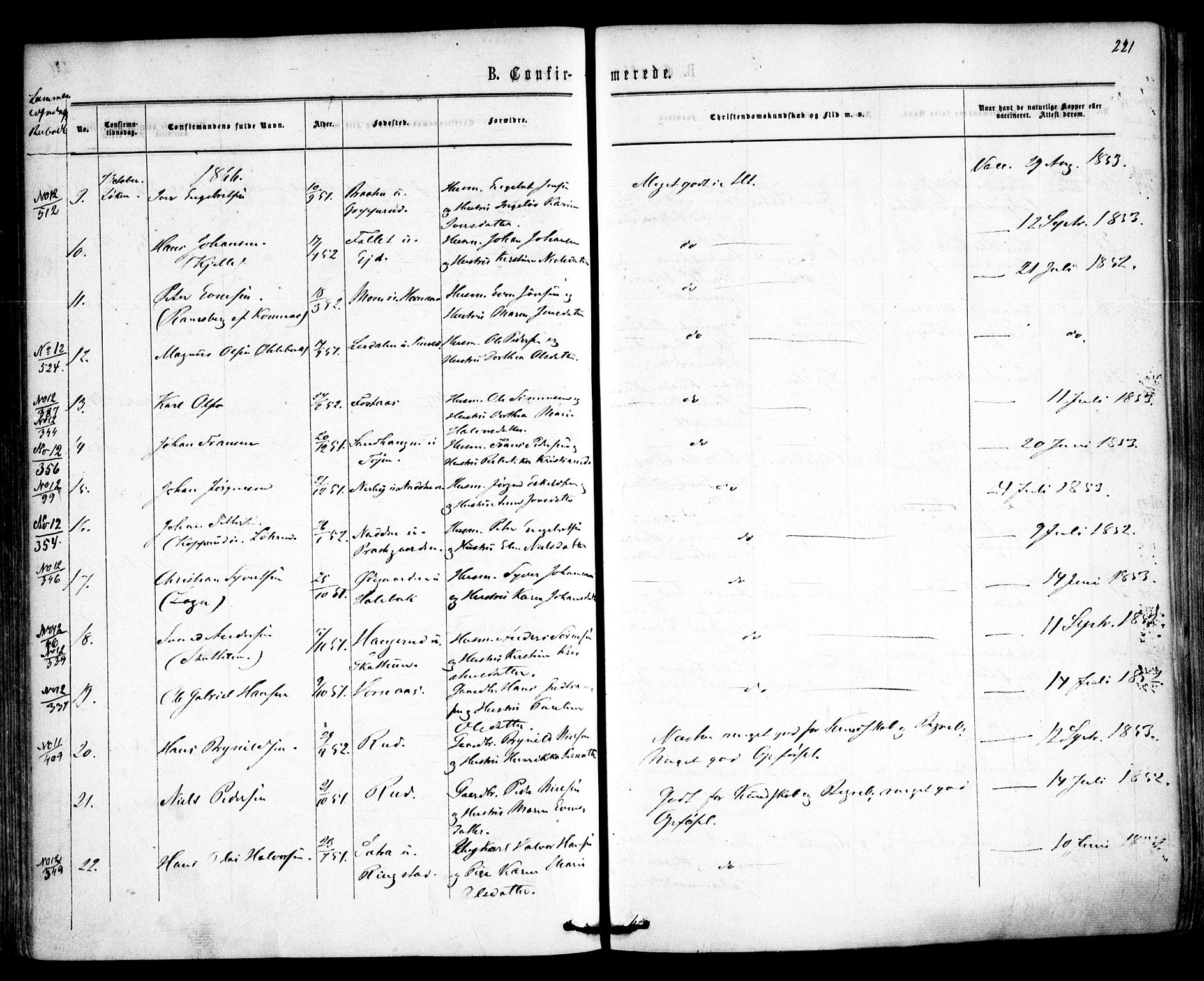 Høland prestekontor Kirkebøker, AV/SAO-A-10346a/F/Fa/L0011: Parish register (official) no. I 11, 1862-1869, p. 221