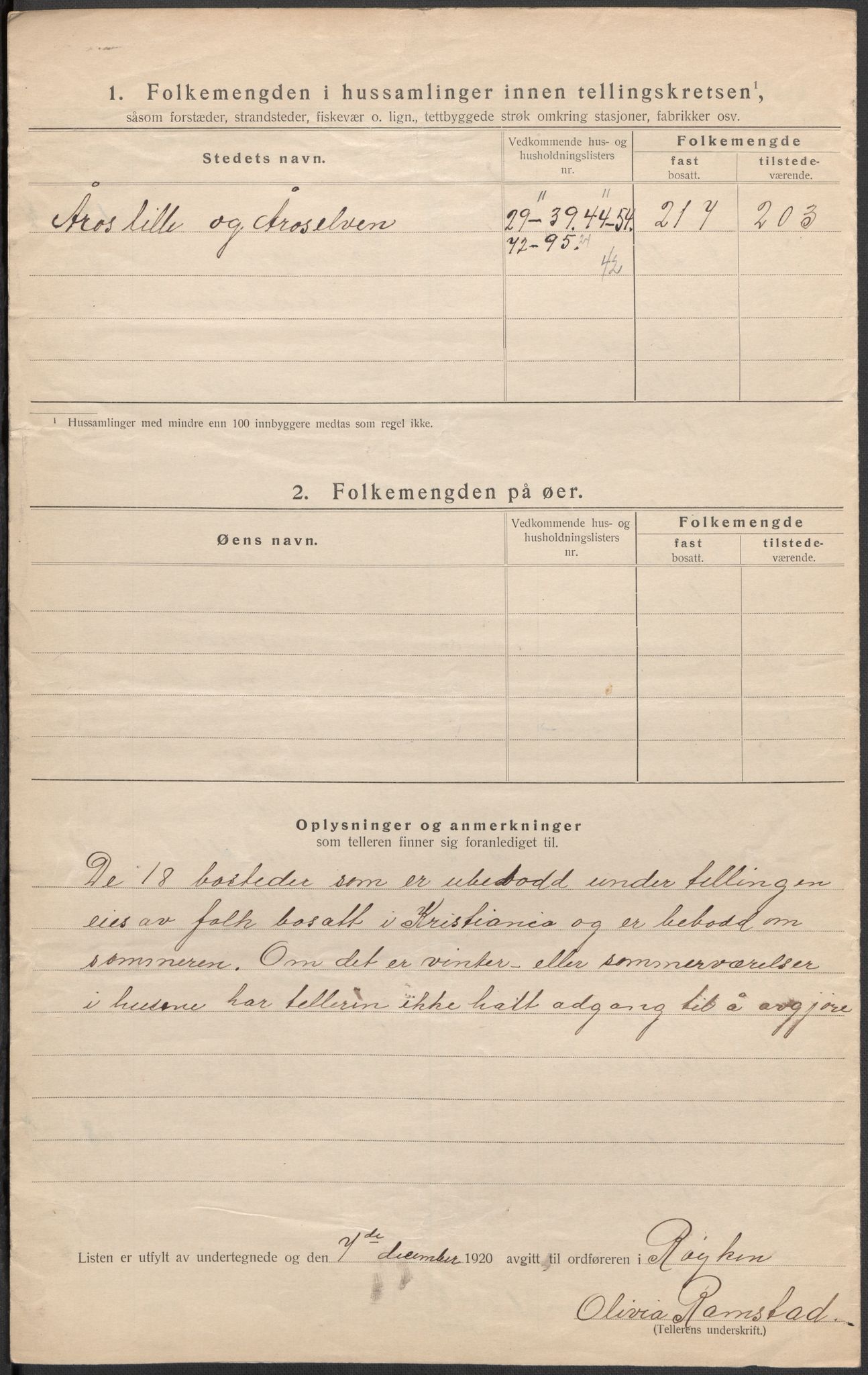 SAKO, 1920 census for Røyken, 1920, p. 39