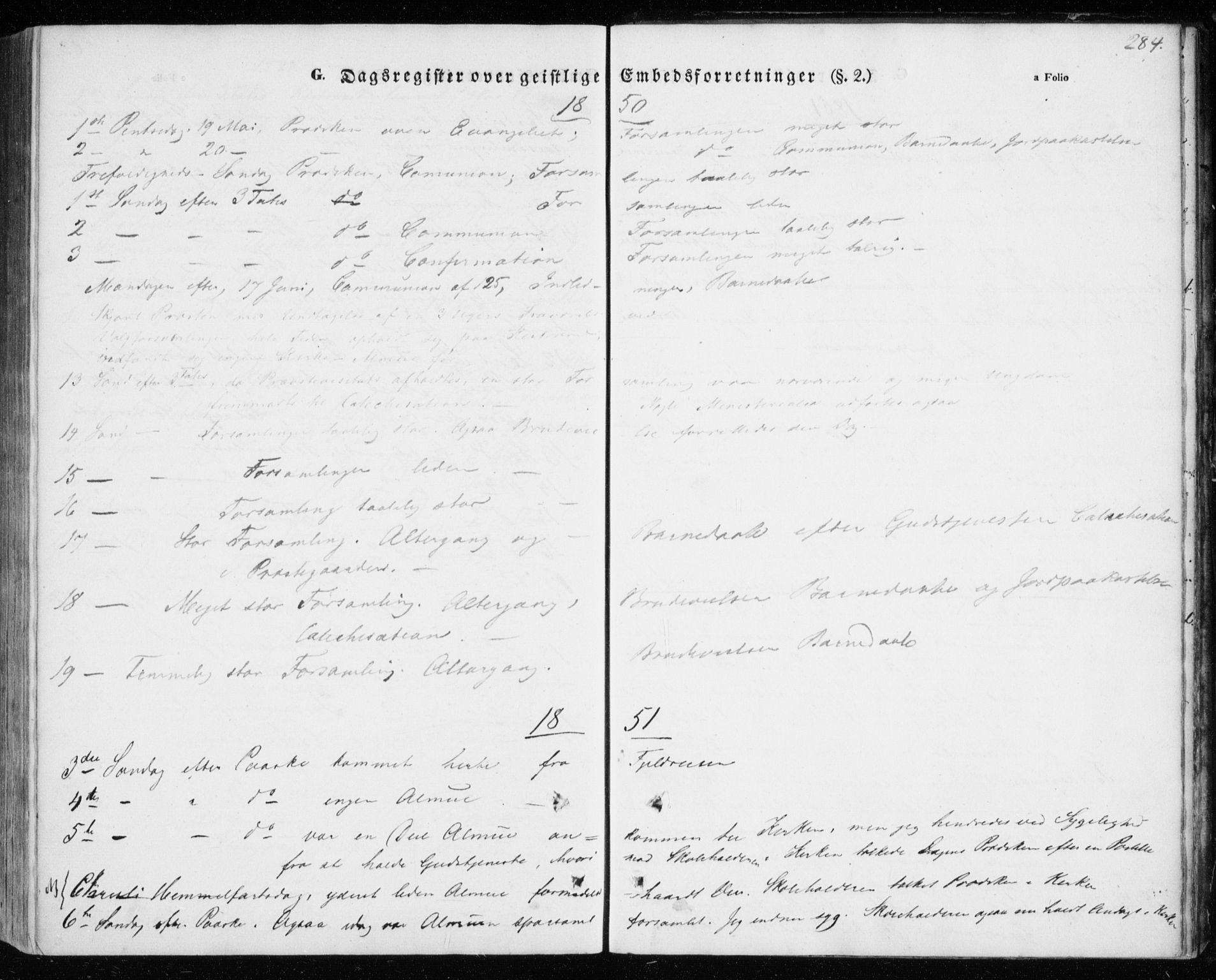 Kistrand/Porsanger sokneprestembete, AV/SATØ-S-1351/H/Ha/L0004.kirke: Parish register (official) no. 4, 1843-1860, p. 284