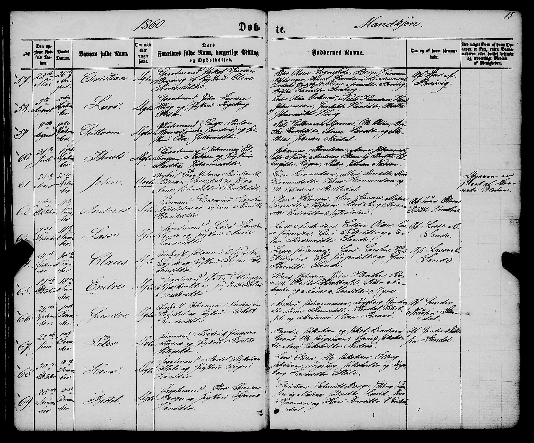 Gulen sokneprestembete, AV/SAB-A-80201/H/Haa/Haaa/L0022: Parish register (official) no. A 22, 1859-1869, p. 15