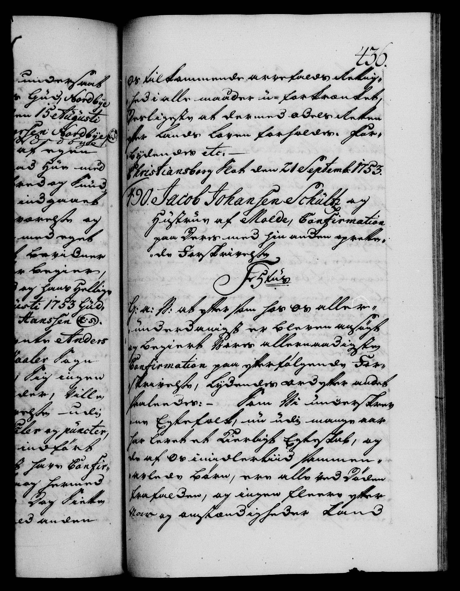 Danske Kanselli 1572-1799, RA/EA-3023/F/Fc/Fca/Fcaa/L0038: Norske registre, 1753-1754, p. 436a