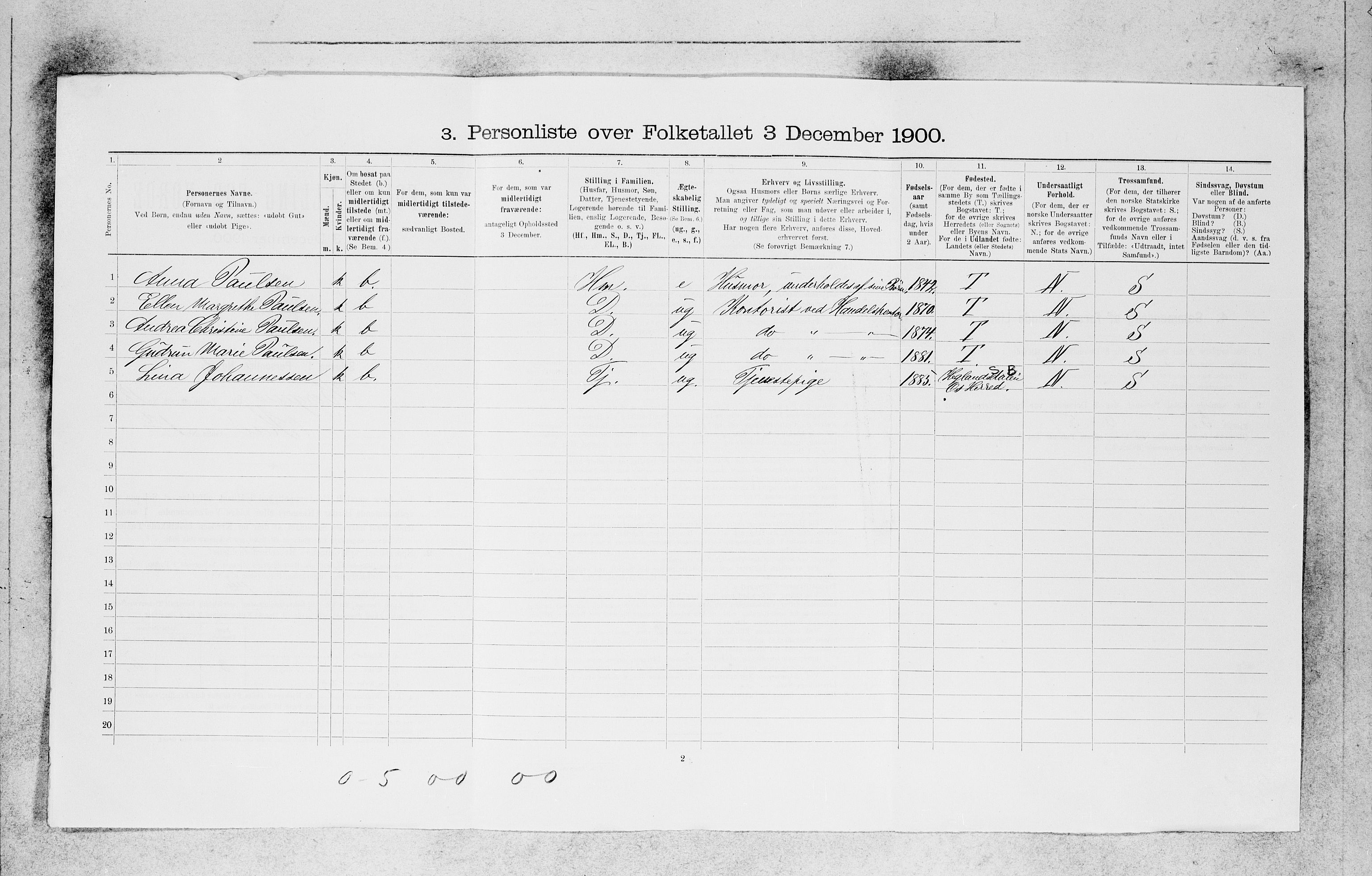 SAB, 1900 census for Bergen, 1900, p. 25479