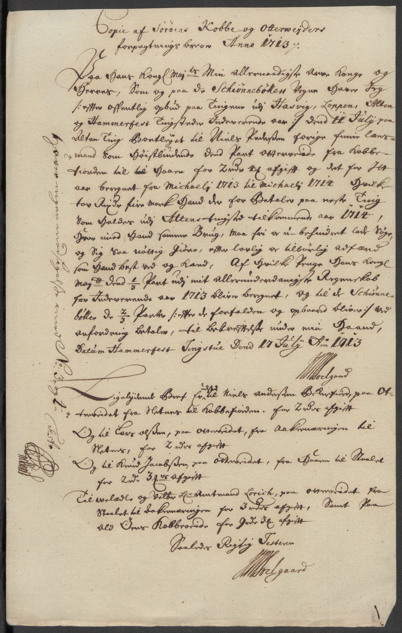 Rentekammeret inntil 1814, Reviderte regnskaper, Fogderegnskap, AV/RA-EA-4092/R69/L4856: Fogderegnskap Finnmark/Vardøhus, 1713-1715, p. 55