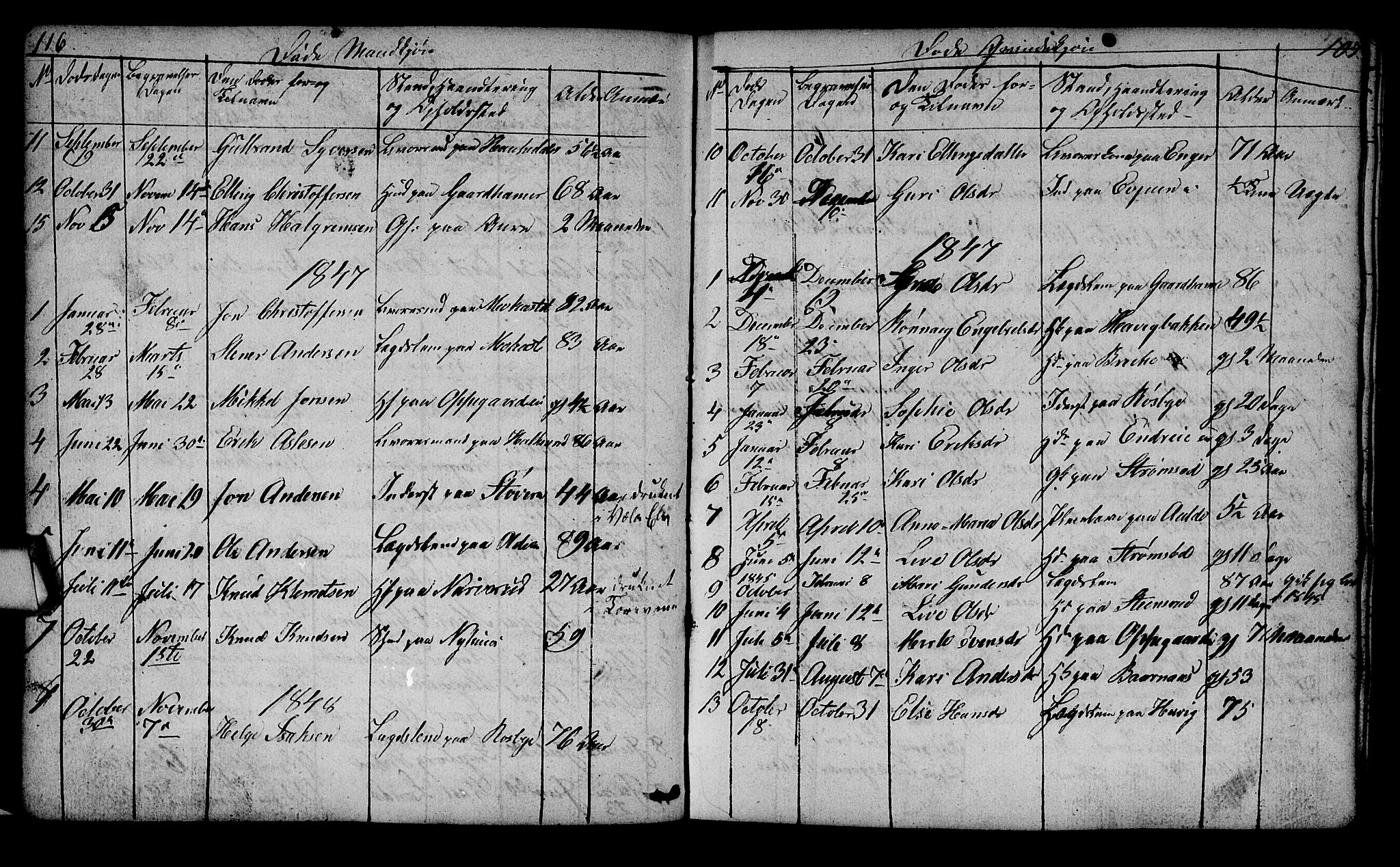 Lunder kirkebøker, AV/SAKO-A-629/G/Ga/L0001: Parish register (copy) no. I 1, 1832-1849, p. 116-117