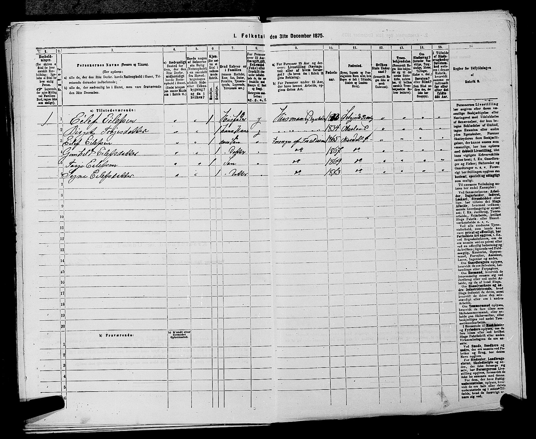 SAKO, 1875 census for 0830P Nissedal, 1875, p. 102