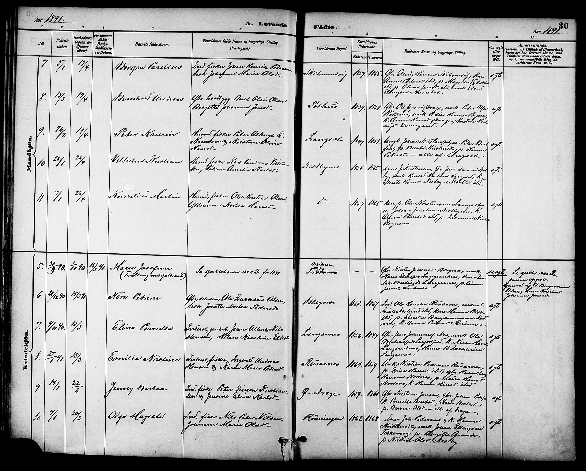 Ministerialprotokoller, klokkerbøker og fødselsregistre - Nordland, AV/SAT-A-1459/847/L0669: Parish register (official) no. 847A09, 1887-1901, p. 30