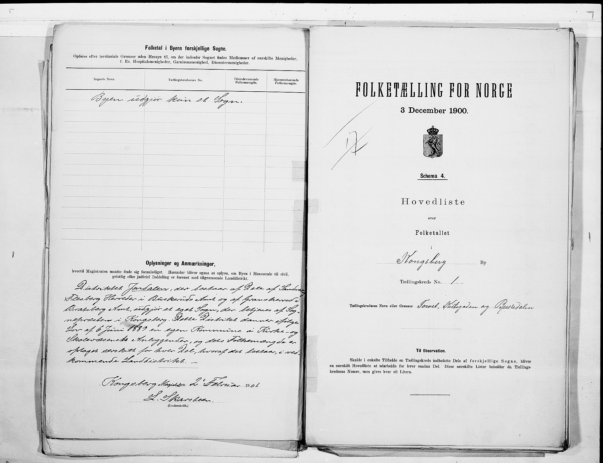 RA, 1900 census for Kongsberg, 1900, p. 4