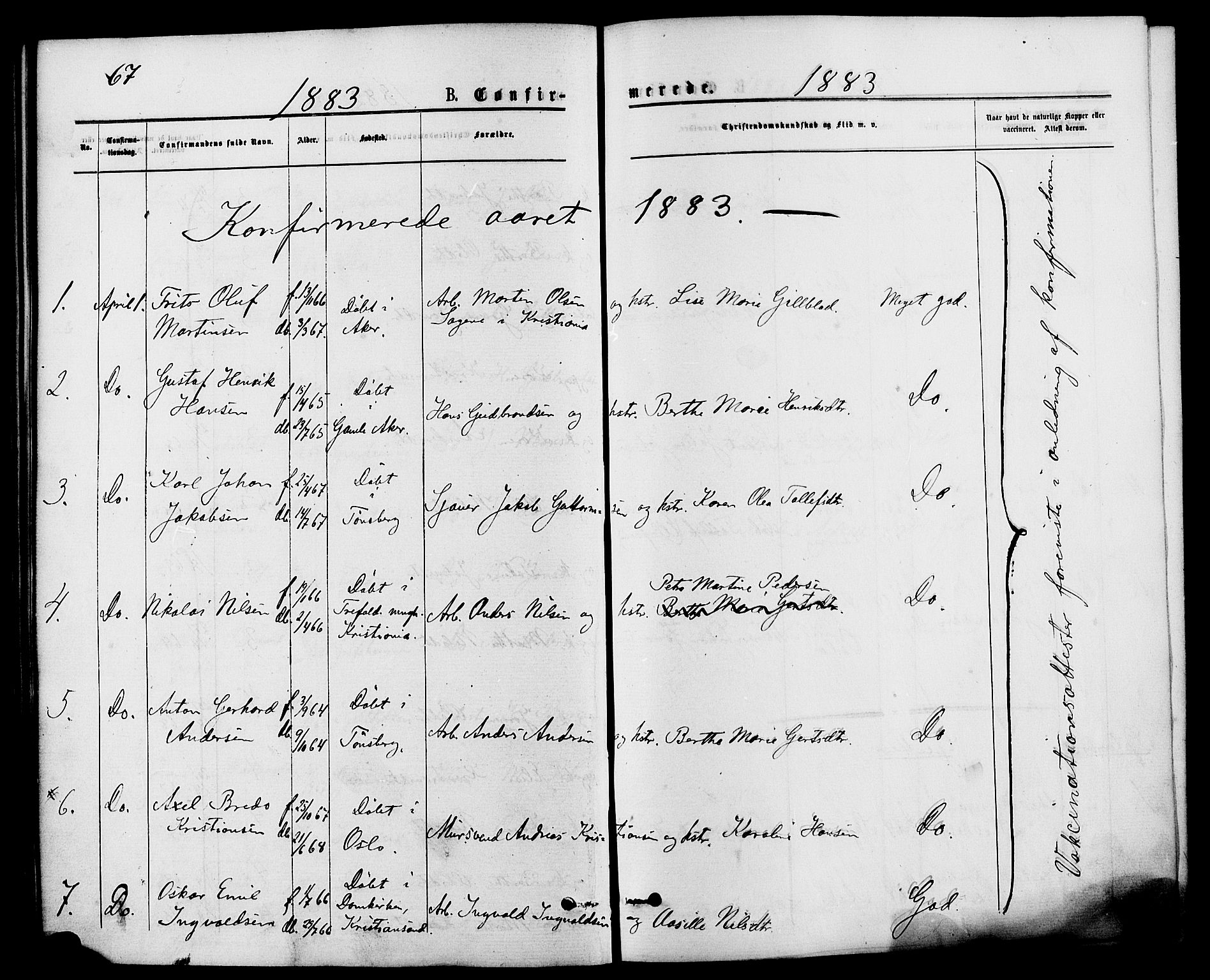 Nes prestekontor, Hedmark, AV/SAH-PREST-020/K/Ka/L0006: Parish register (official) no. 6, 1873-1886, p. 67