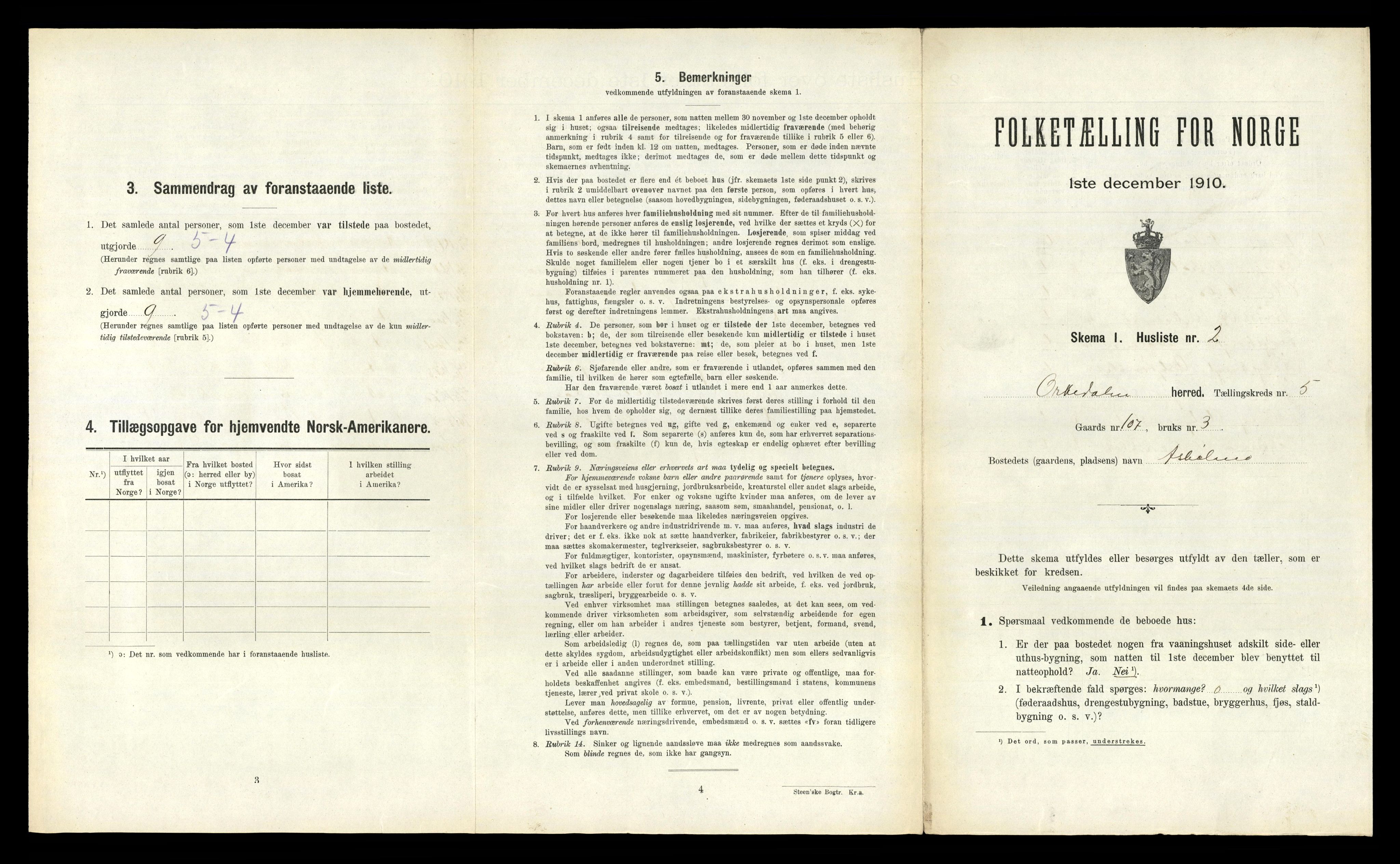 RA, 1910 census for Orkdal, 1910, p. 1359