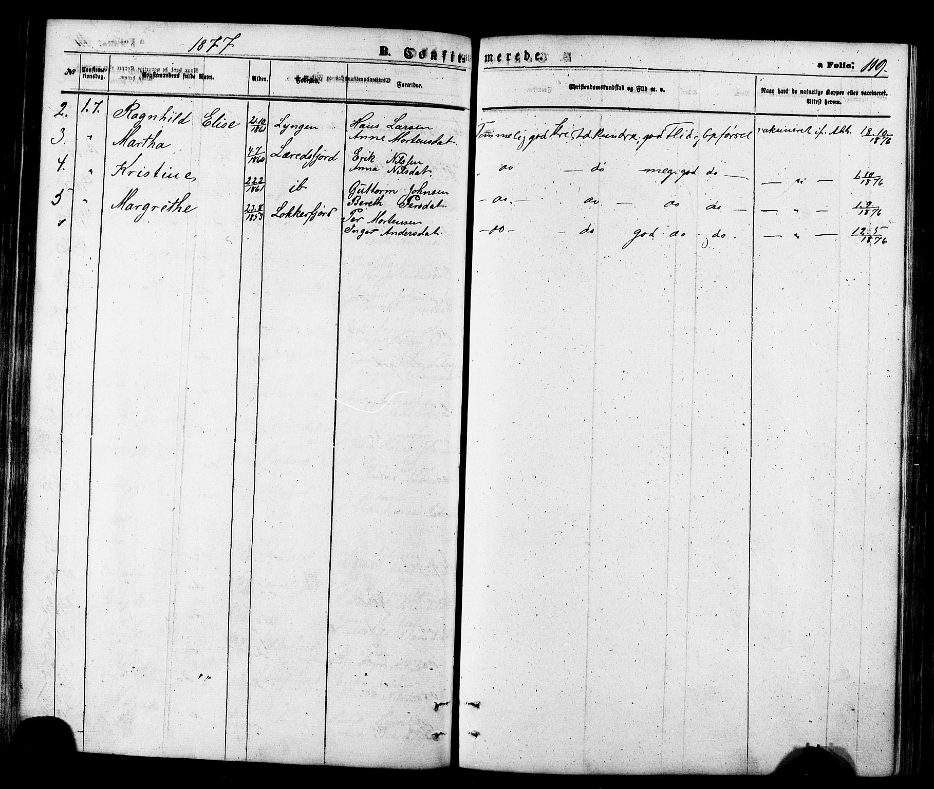 Talvik sokneprestkontor, SATØ/S-1337/H/Ha/L0011kirke: Parish register (official) no. 11, 1864-1877, p. 119
