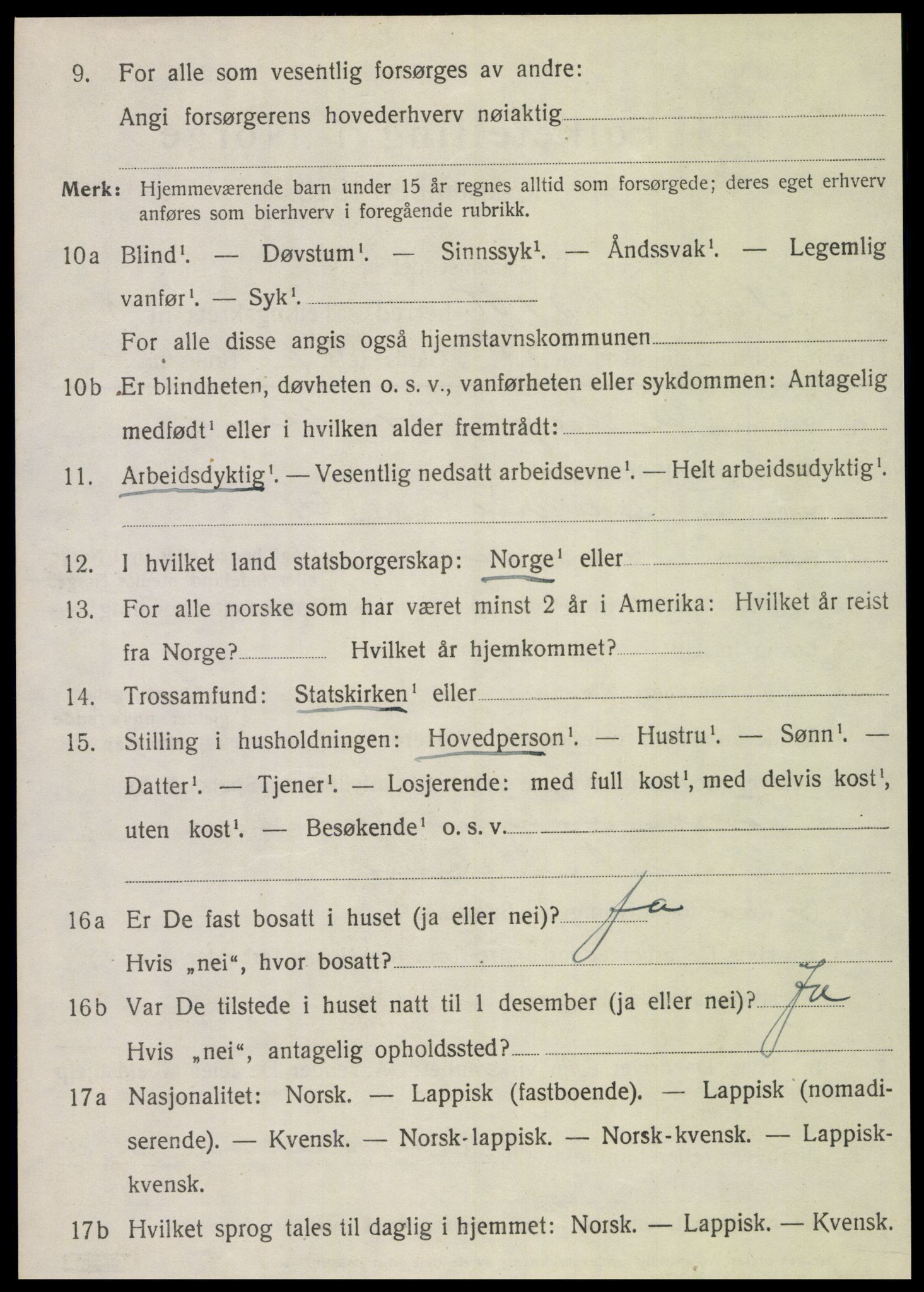 SAT, 1920 census for Vik, 1920, p. 5724