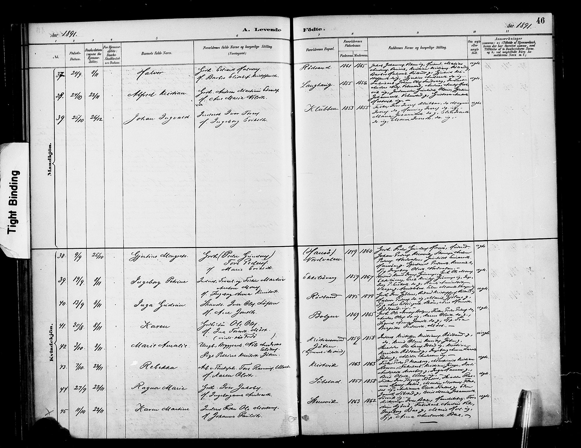 Ministerialprotokoller, klokkerbøker og fødselsregistre - Møre og Romsdal, AV/SAT-A-1454/569/L0819: Parish register (official) no. 569A05, 1885-1899, p. 46