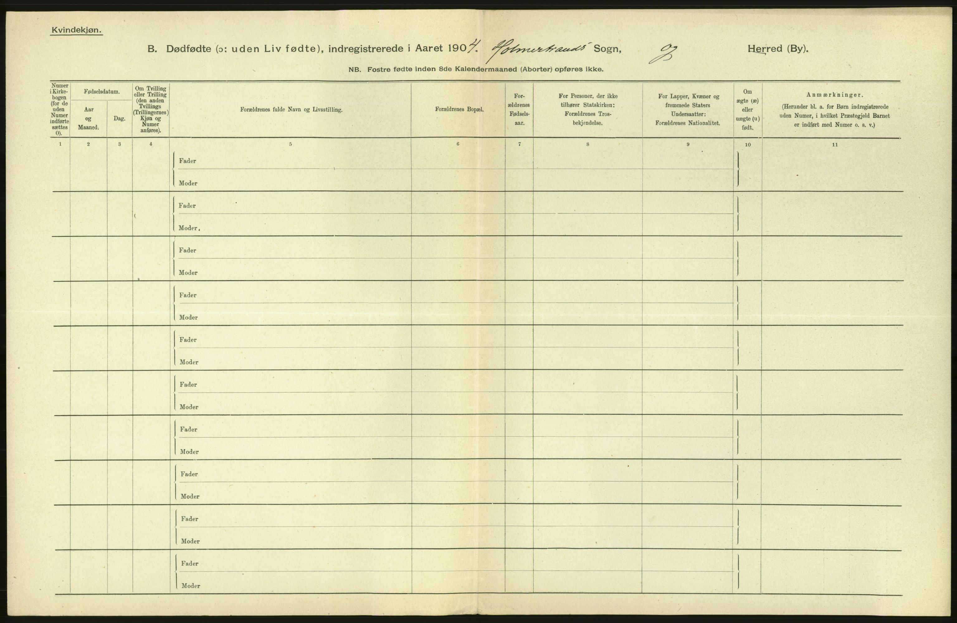 Statistisk sentralbyrå, Sosiodemografiske emner, Befolkning, RA/S-2228/D/Df/Dfa/Dfab/L0027: Smålenes amt - Finnmarkens amt: Dødfødte. Byer, 1904, p. 122