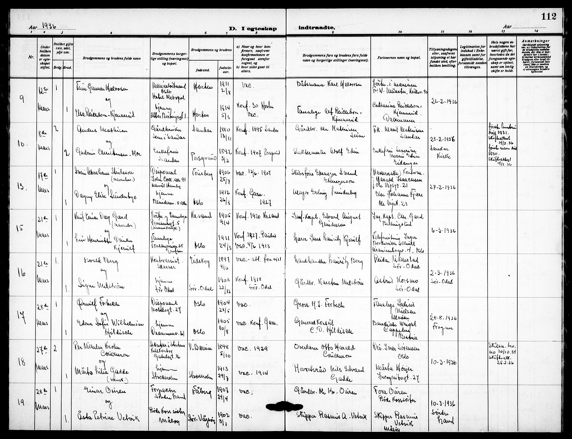 Garnisonsmenigheten Kirkebøker, AV/SAO-A-10846/F/Fa/L0019: Parish register (official) no. 19, 1928-1938, p. 112