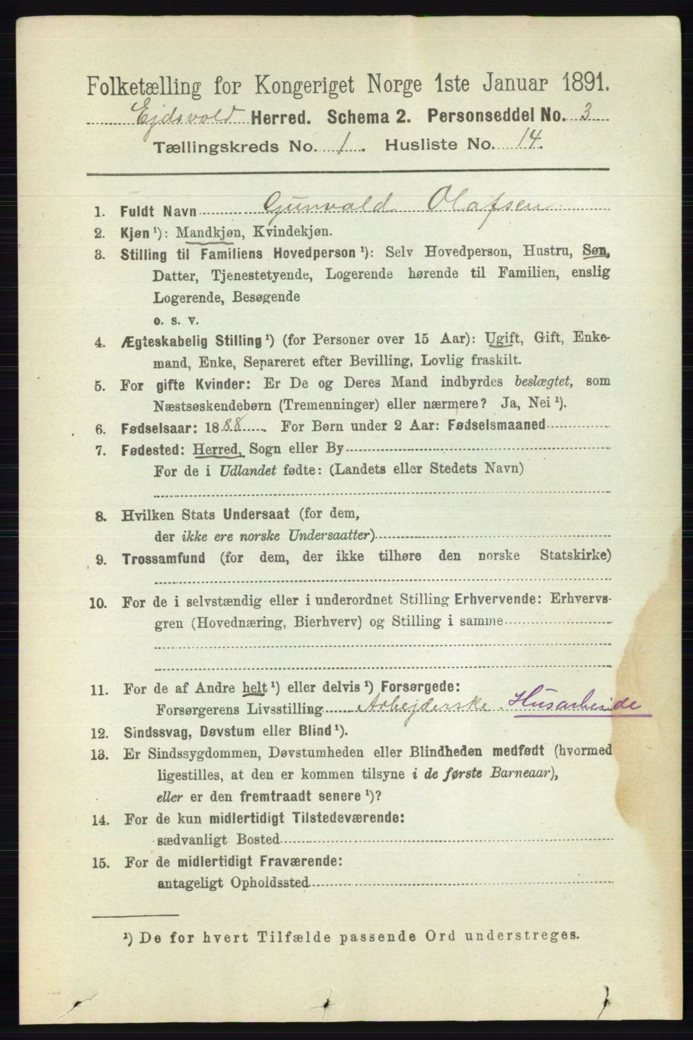 RA, 1891 census for 0237 Eidsvoll, 1891, p. 267