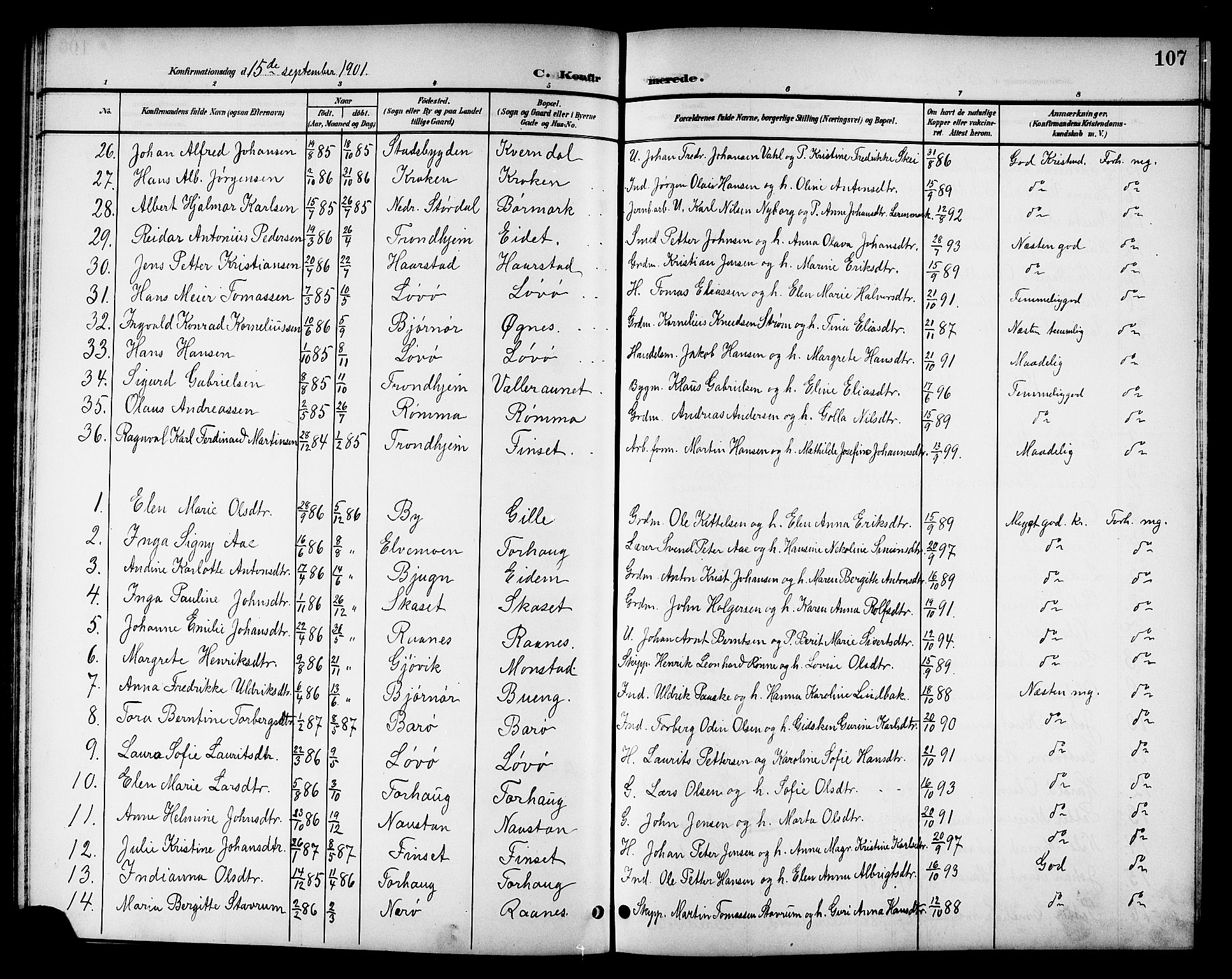 Ministerialprotokoller, klokkerbøker og fødselsregistre - Sør-Trøndelag, SAT/A-1456/655/L0688: Parish register (copy) no. 655C04, 1899-1922, p. 107