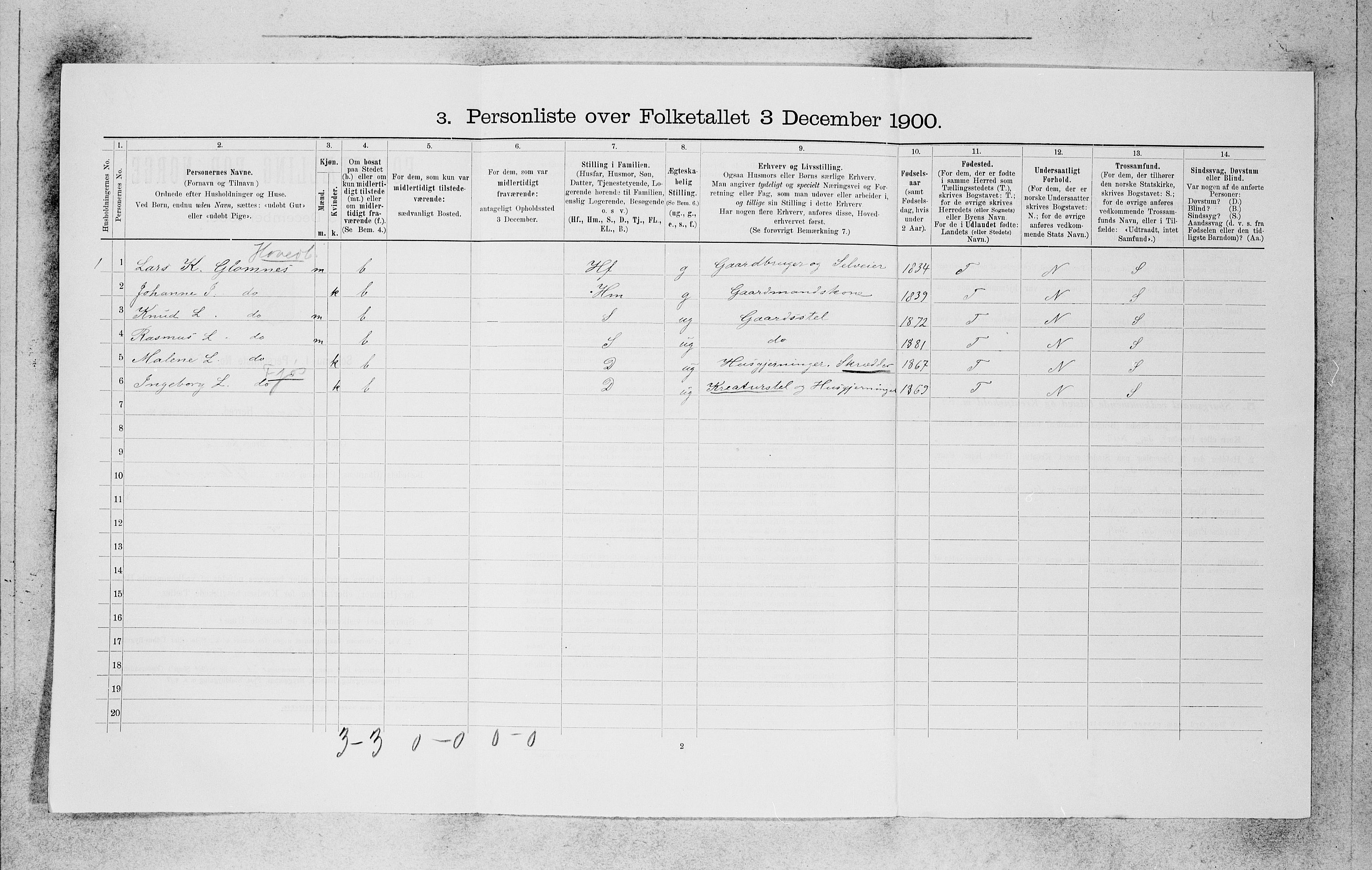 SAB, 1900 census for Stryn, 1900, p. 564