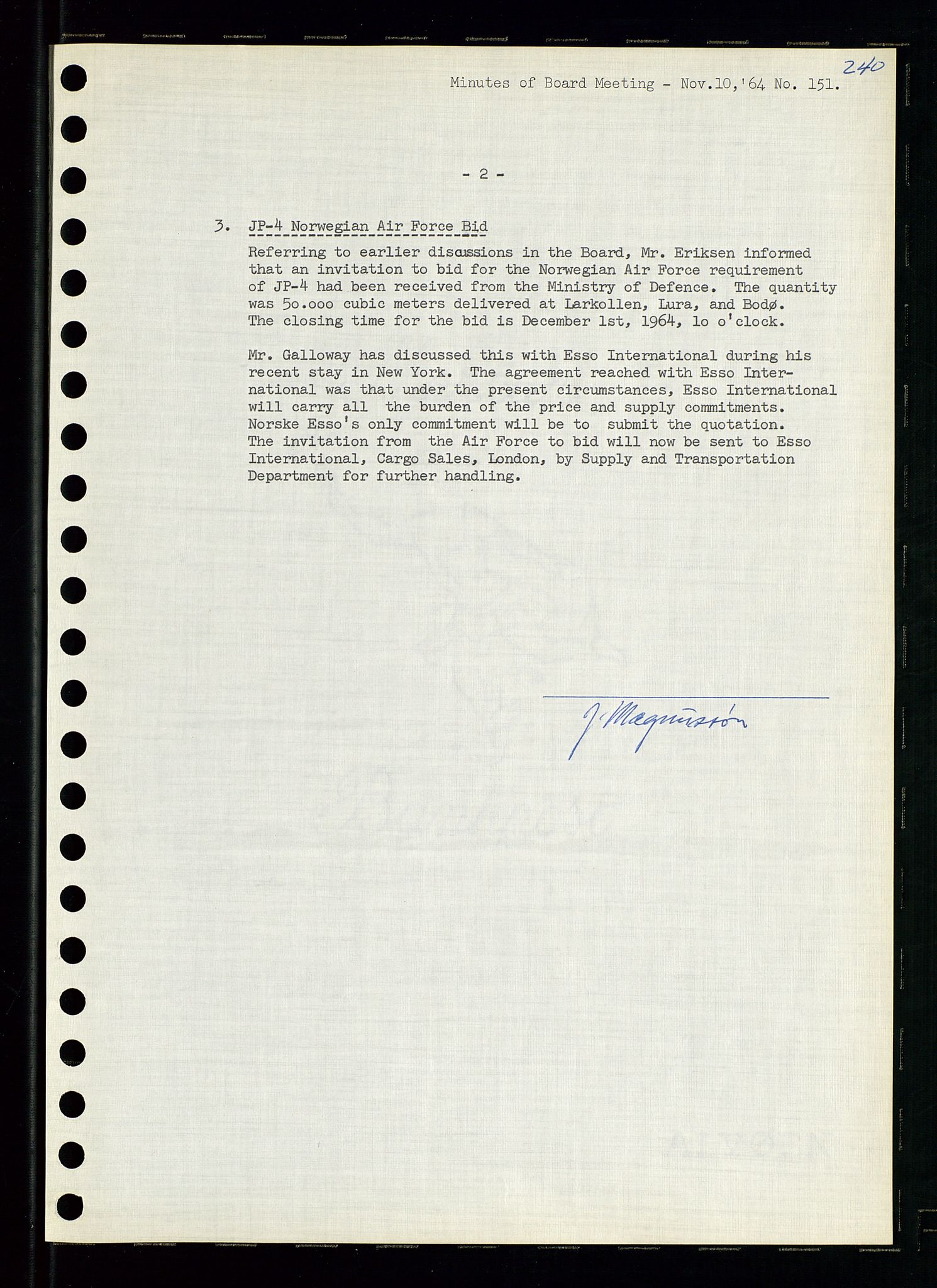 Pa 0982 - Esso Norge A/S, AV/SAST-A-100448/A/Aa/L0001/0004: Den administrerende direksjon Board minutes (styrereferater) / Den administrerende direksjon Board minutes (styrereferater), 1963-1964, p. 24