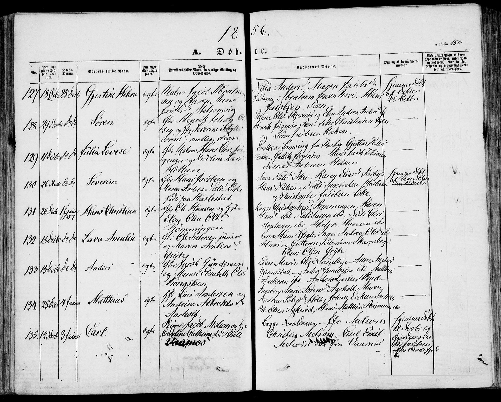 Stokke kirkebøker, AV/SAKO-A-320/F/Fa/L0007: Parish register (official) no. I 7, 1844-1857, p. 150