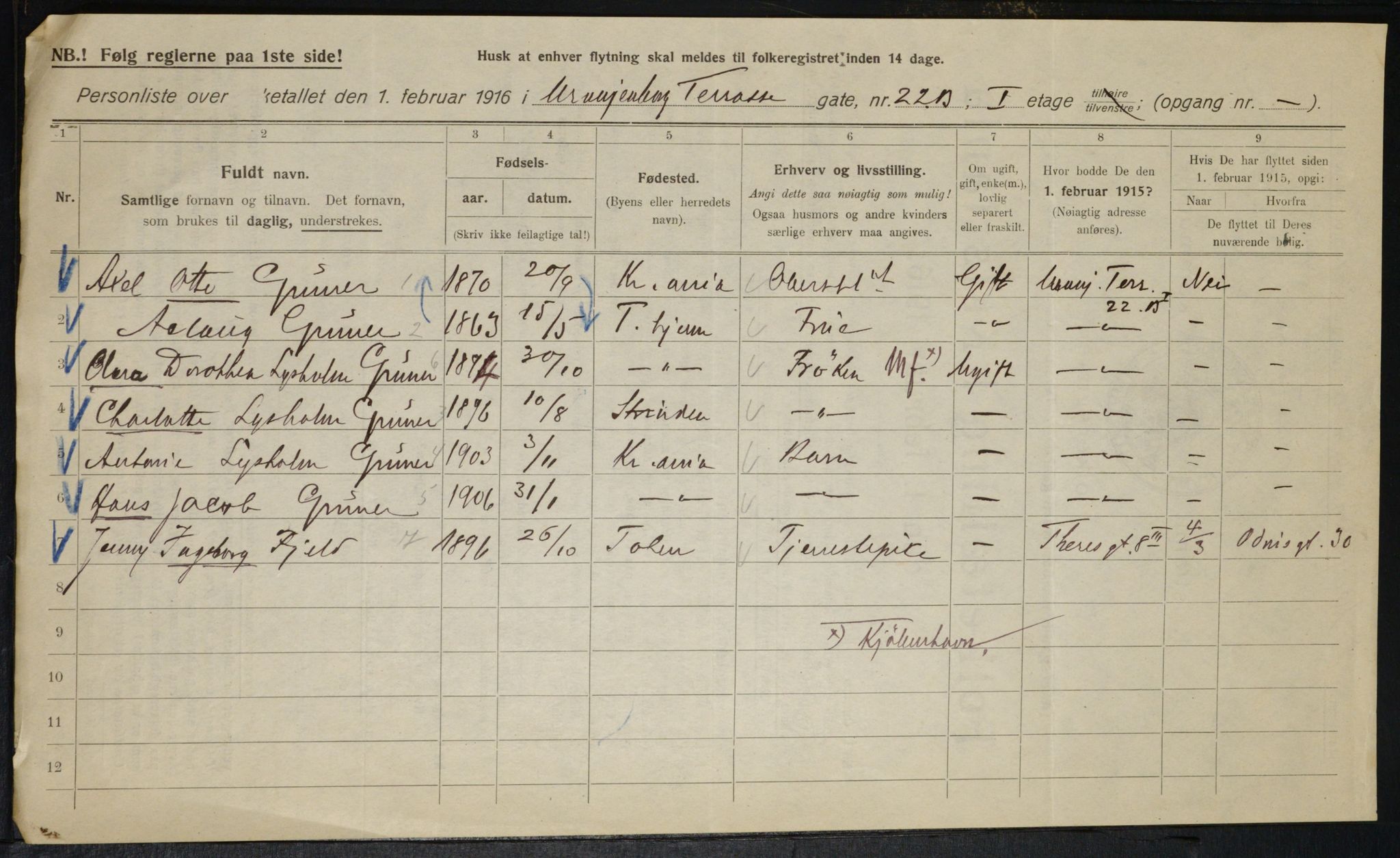 OBA, Municipal Census 1916 for Kristiania, 1916, p. 124071