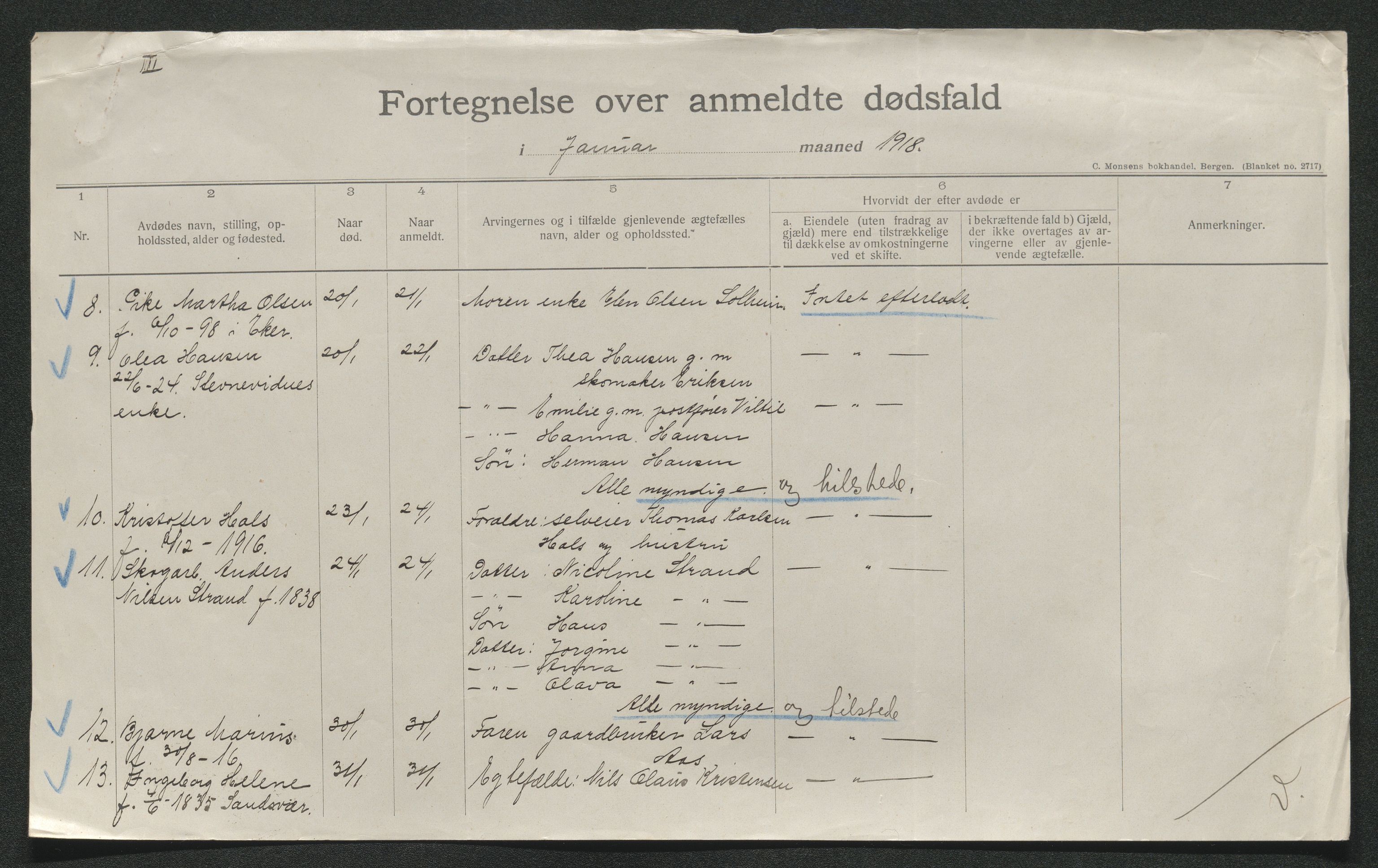 Eiker, Modum og Sigdal sorenskriveri, AV/SAKO-A-123/H/Ha/Hab/L0039: Dødsfallsmeldinger, 1918-1919, p. 409