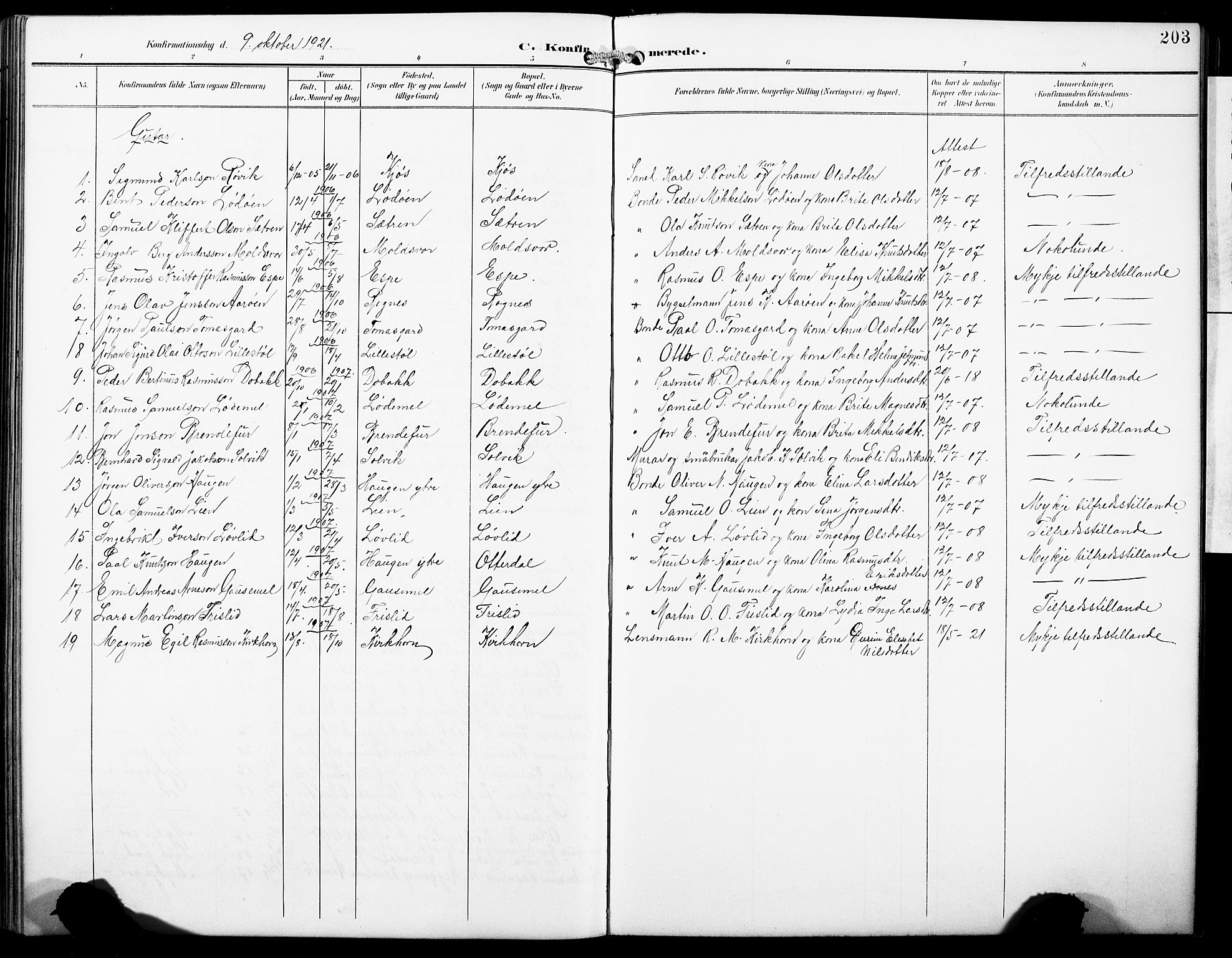 Hornindal sokneprestembete, SAB/A-82401/H/Hab: Parish register (copy) no. A 2, 1894-1927, p. 203