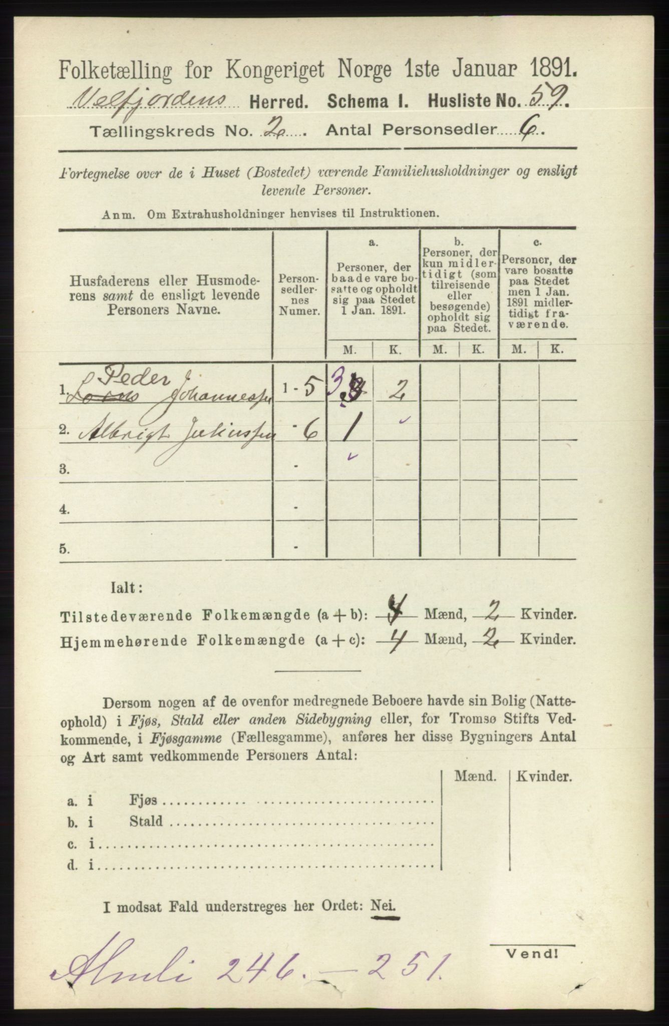 RA, 1891 census for 1813 Velfjord, 1891, p. 537