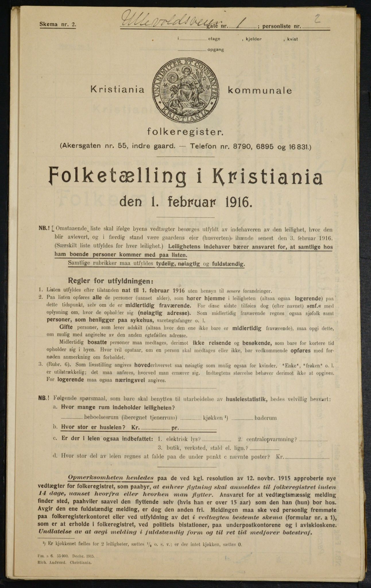 OBA, Municipal Census 1916 for Kristiania, 1916, p. 122449