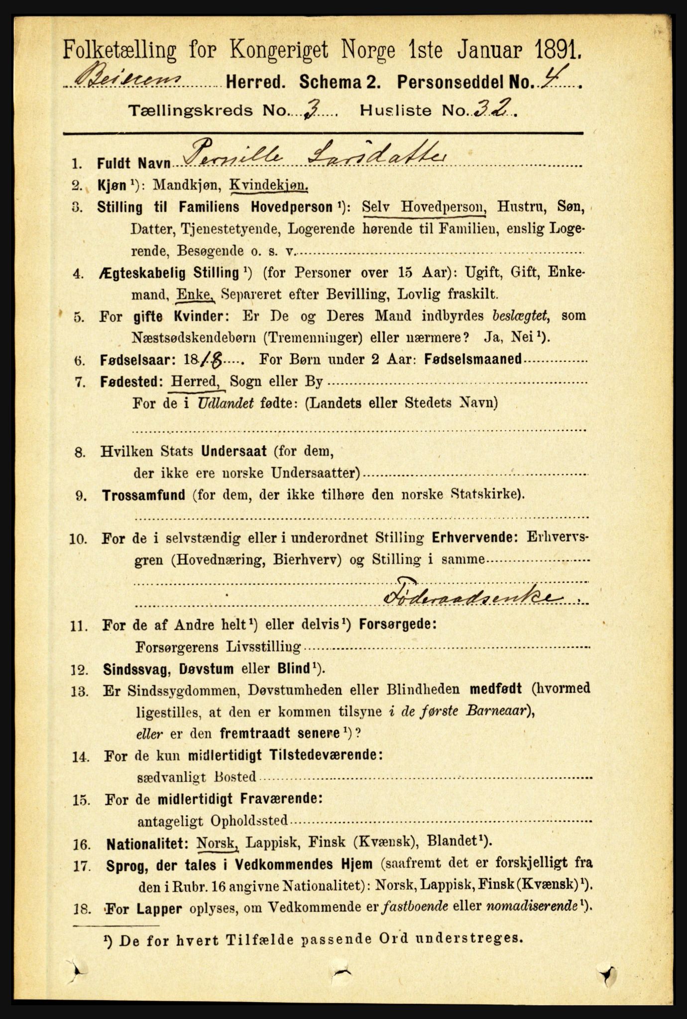 RA, 1891 census for 1839 Beiarn, 1891, p. 1201