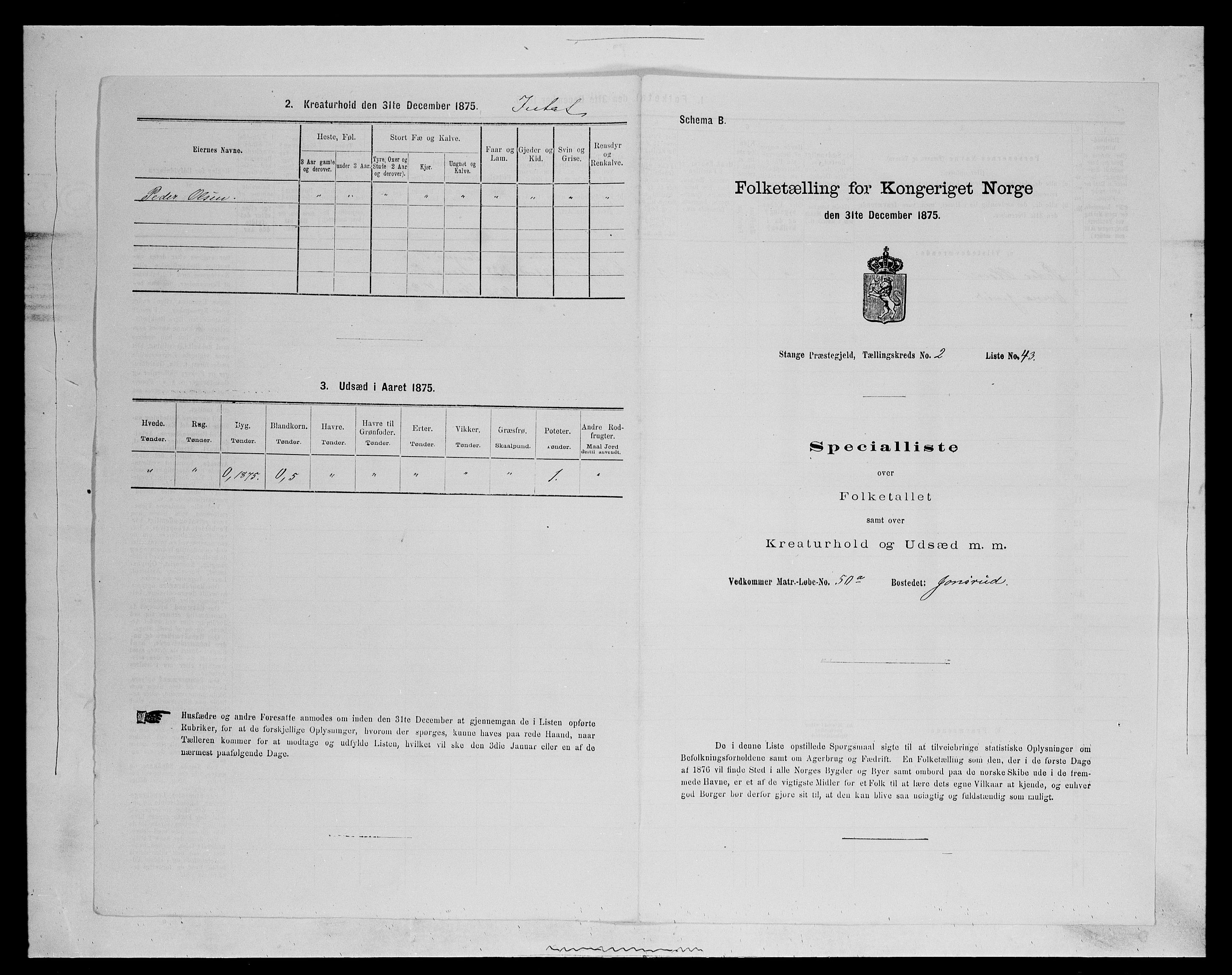 SAH, 1875 census for 0417P Stange, 1875, p. 366