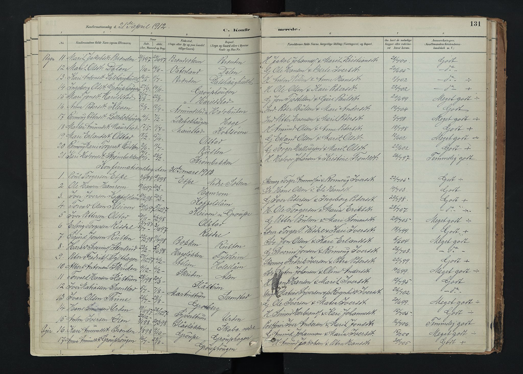Nord-Fron prestekontor, SAH/PREST-080/H/Ha/Haa/L0005: Parish register (official) no. 5, 1884-1914, p. 131