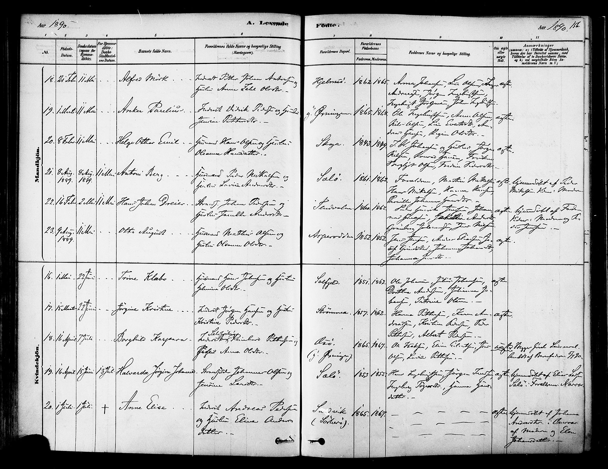 Ministerialprotokoller, klokkerbøker og fødselsregistre - Nordland, AV/SAT-A-1459/834/L0507: Parish register (official) no. 834A05, 1878-1892, p. 156